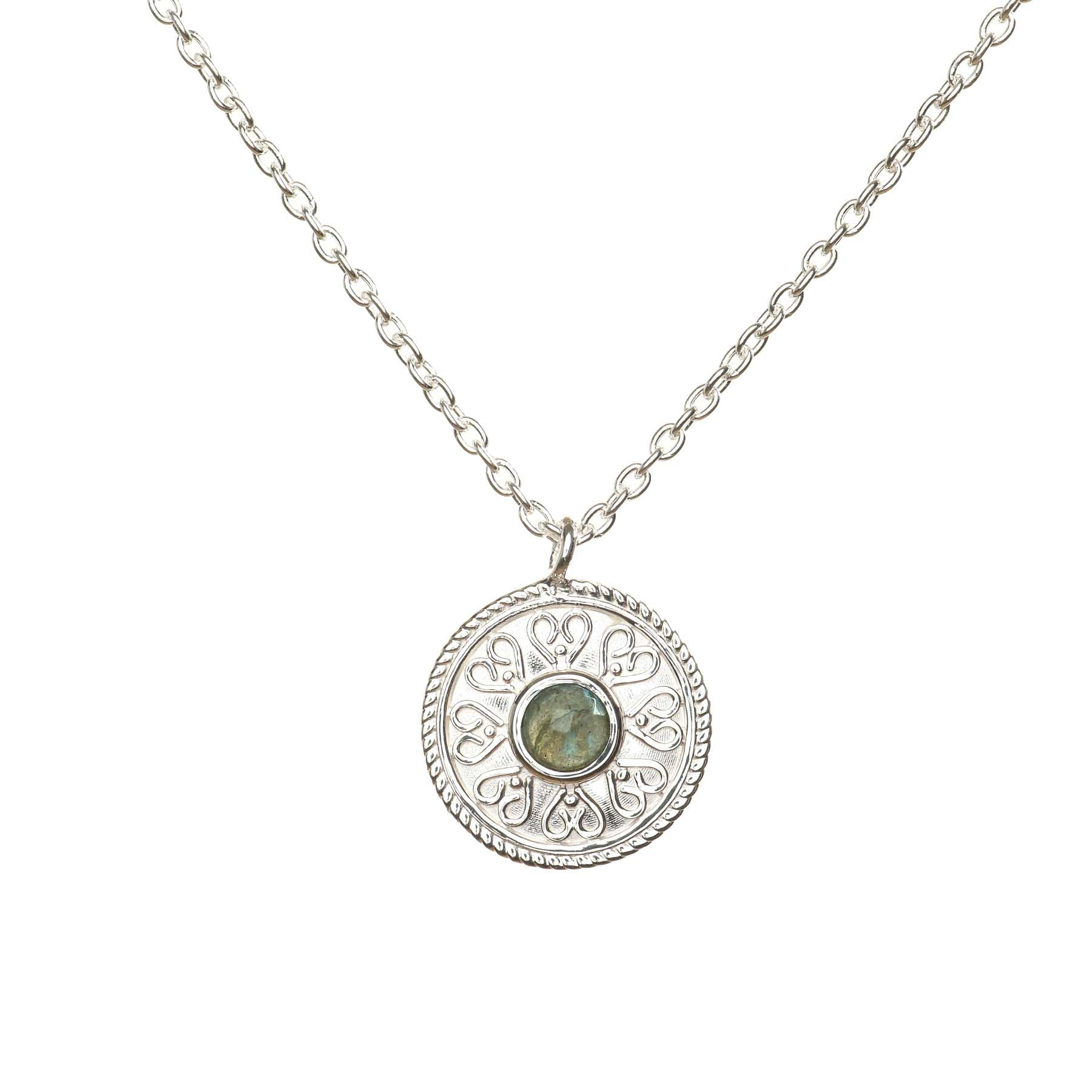 Collana Mandala Love con labradorite in argento