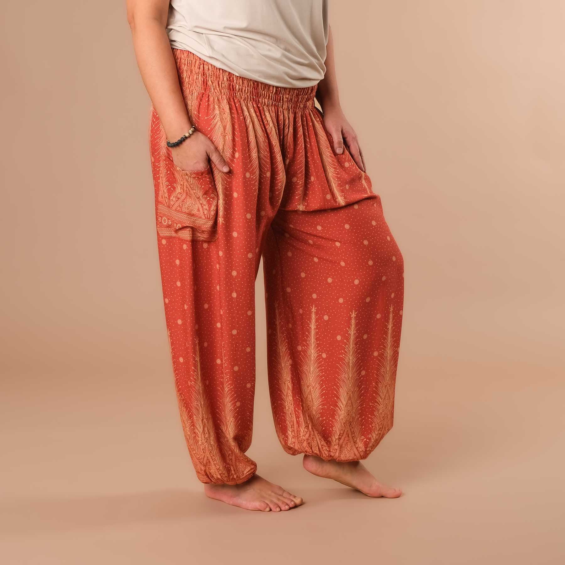 Pantaloni harem, pantaloni harem per lo yoga e il tempo libero arancione bohémien