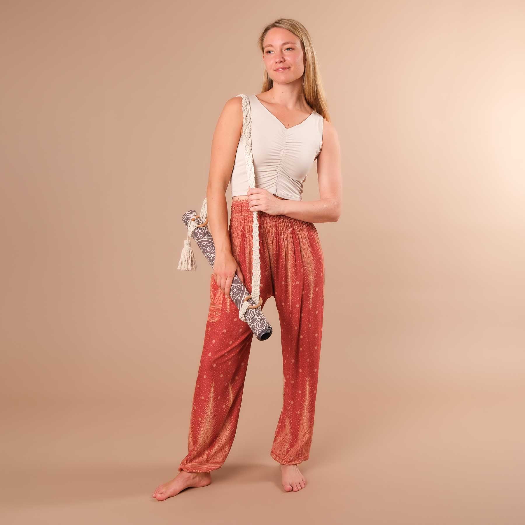 Pantaloni harem, pantaloni harem per lo yoga e il tempo libero arancione bohémien