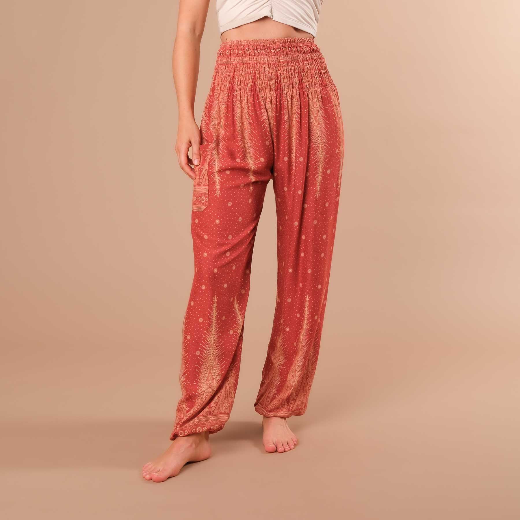 Pantaloni harem, pantaloni harem per lo yoga e il tempo libero arancione bohémien