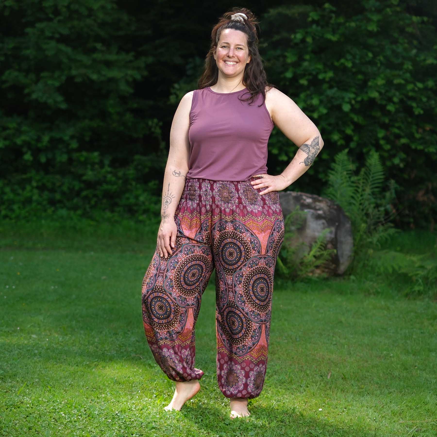 Pantaloni harem yoga Fantasy berry