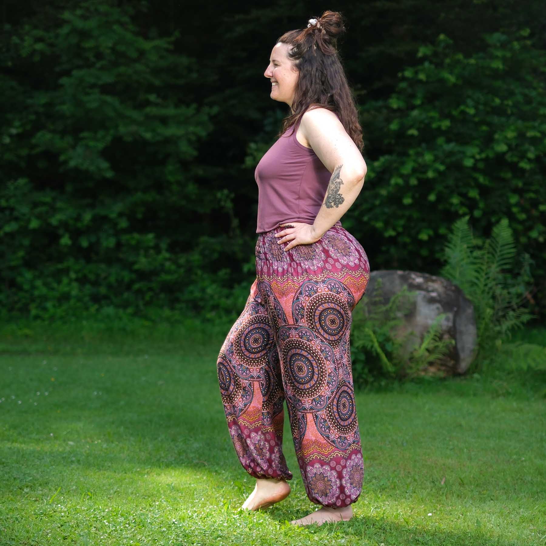 Pantaloni harem yoga Fantasy berry