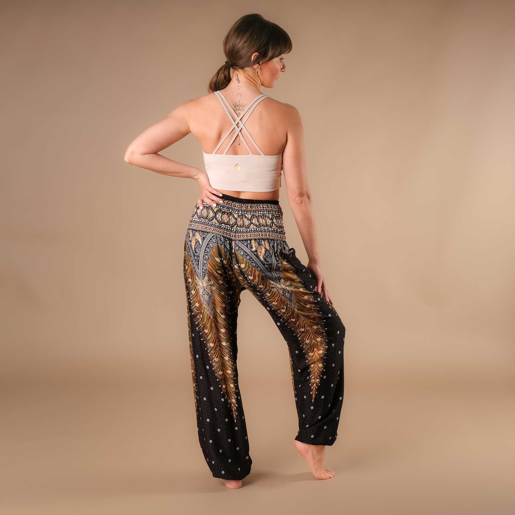 Pantaloni Yoga Harem Piuma nero