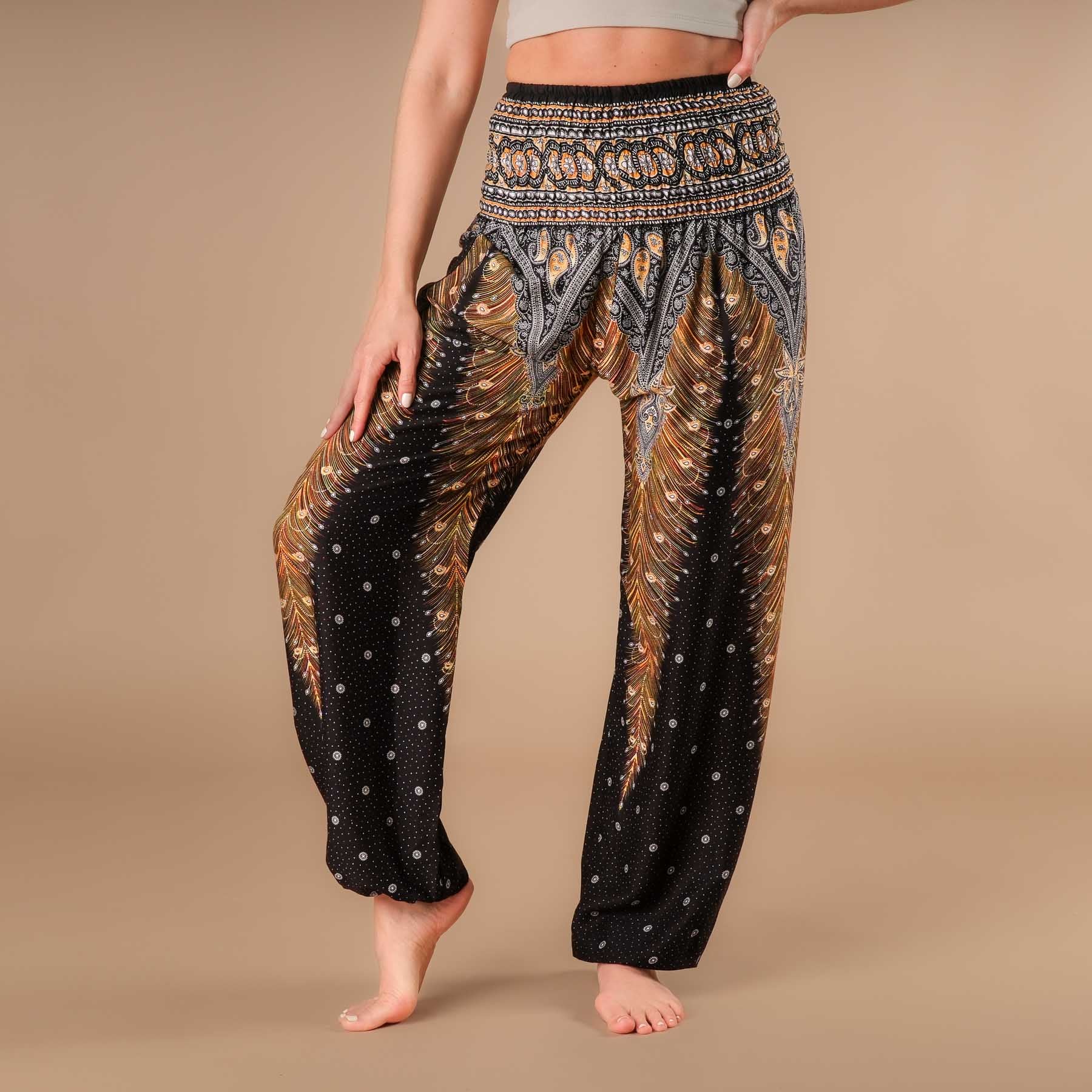 Pantaloni Yoga Harem Piuma nero