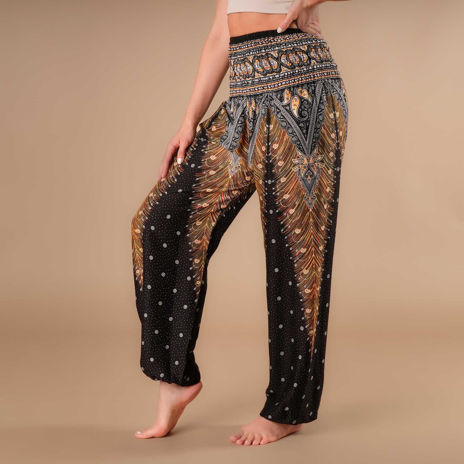 Pantaloni Yoga Harem Piuma nero