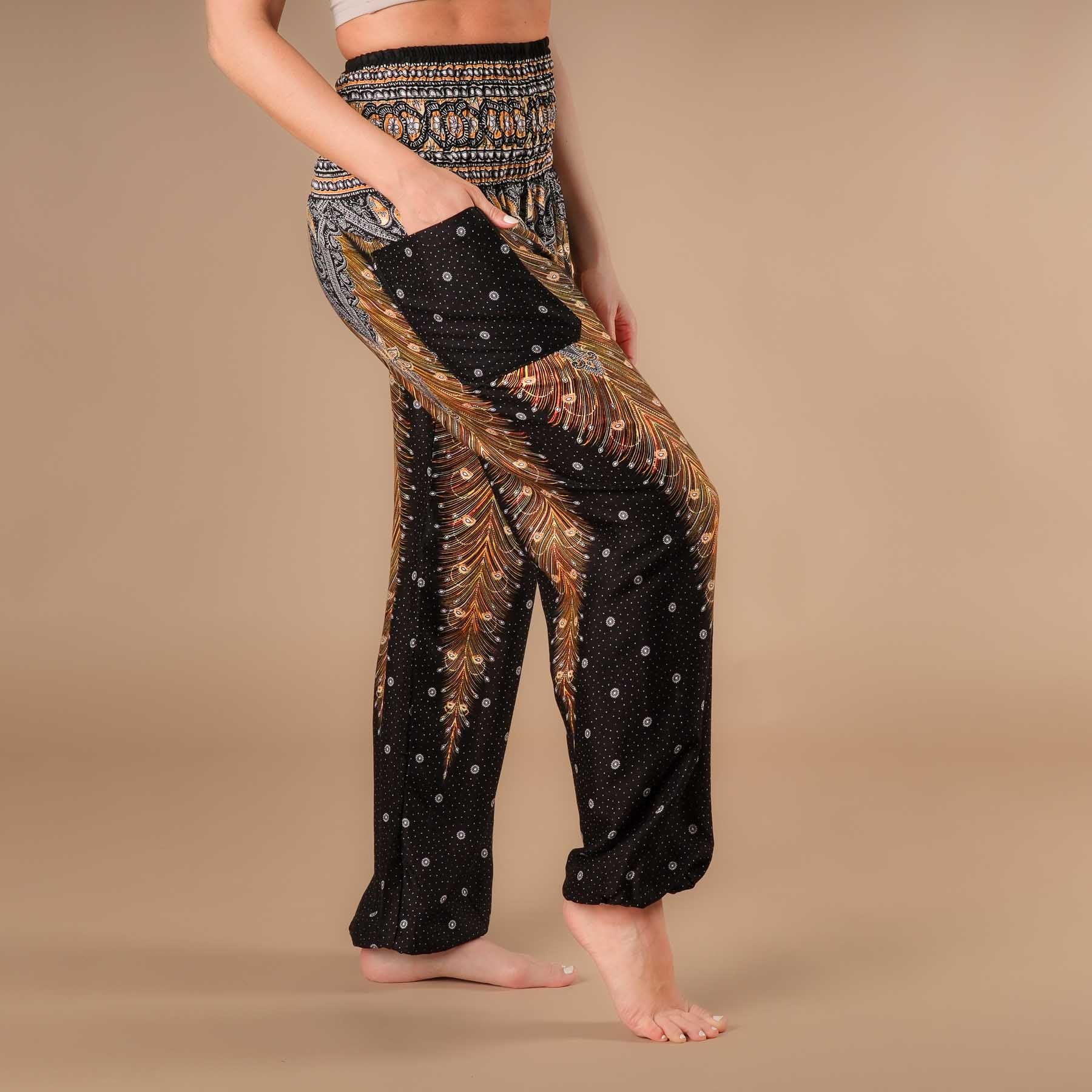 Pantaloni Yoga Harem Piuma nero