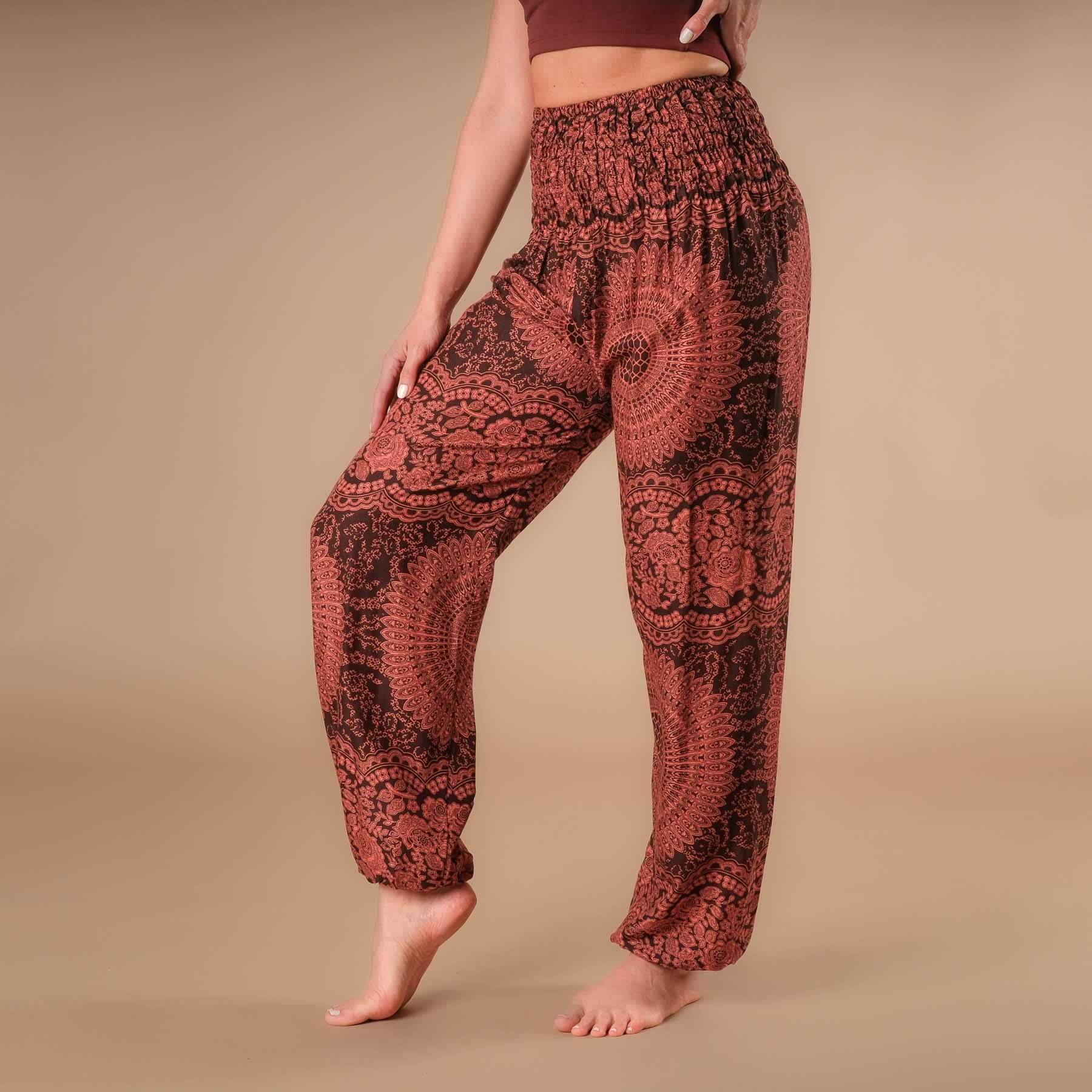 Pantaloni Harem Yoga Pantaloni Boho Estate Indiana marrone ruggine