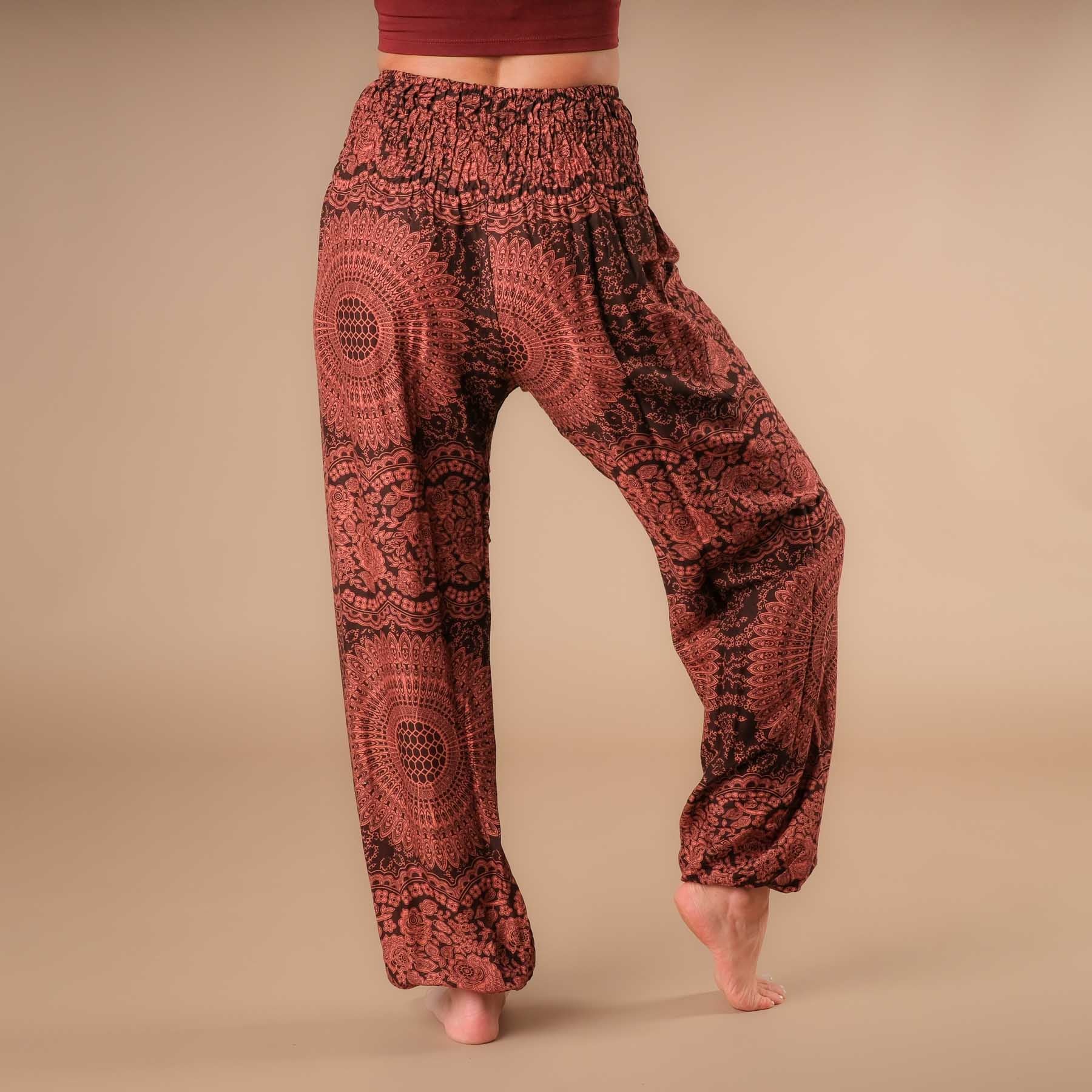 Pantaloni Harem Yoga Pantaloni Boho Estate Indiana marrone ruggine