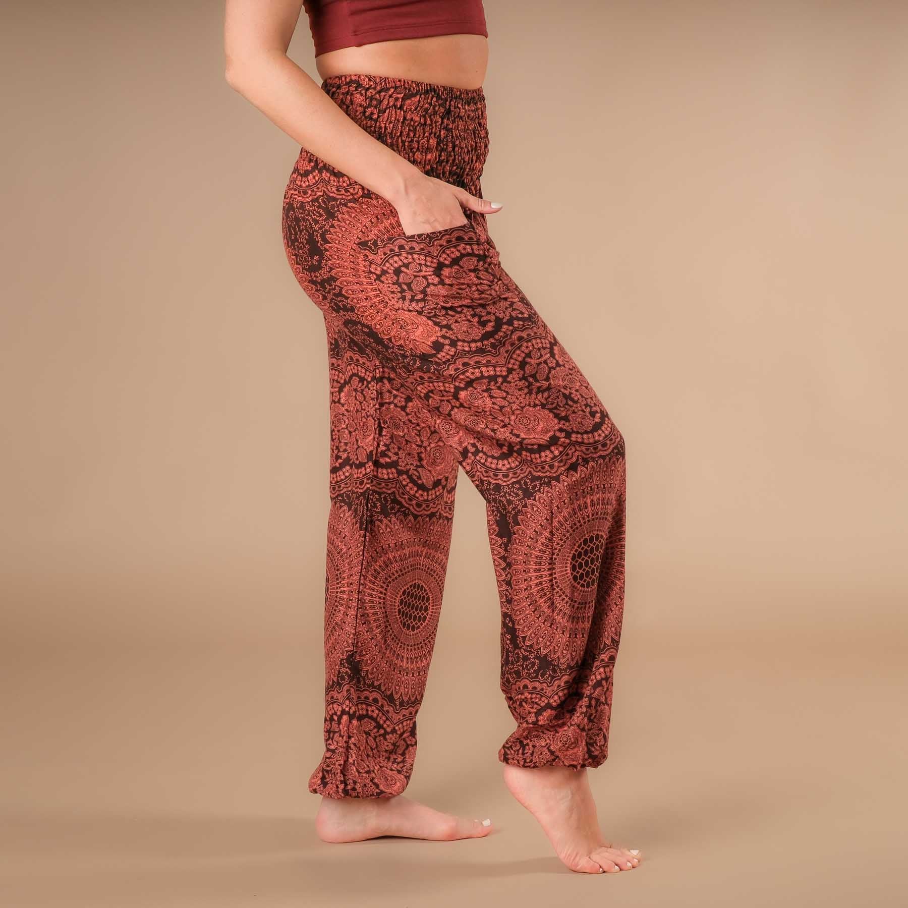 Pantaloni Harem Yoga Pantaloni Boho Estate Indiana marrone ruggine