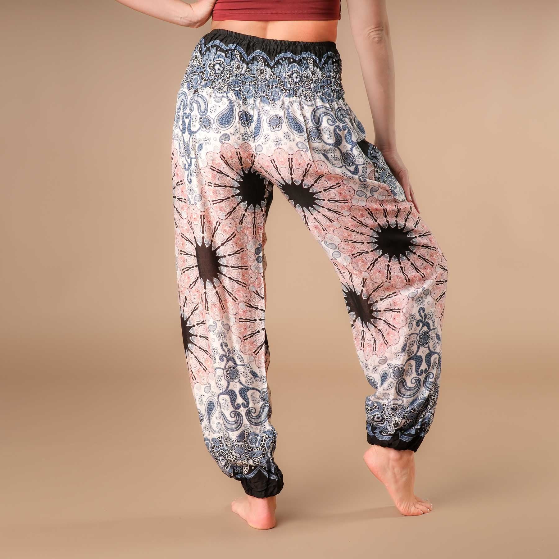 Yoga Harem Pantaloni Boho Pantaloni Mandala bianco