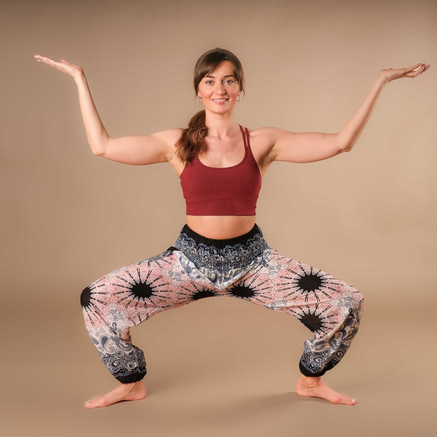 Yoga Harem Pantaloni Boho Pantaloni Mandala bianco