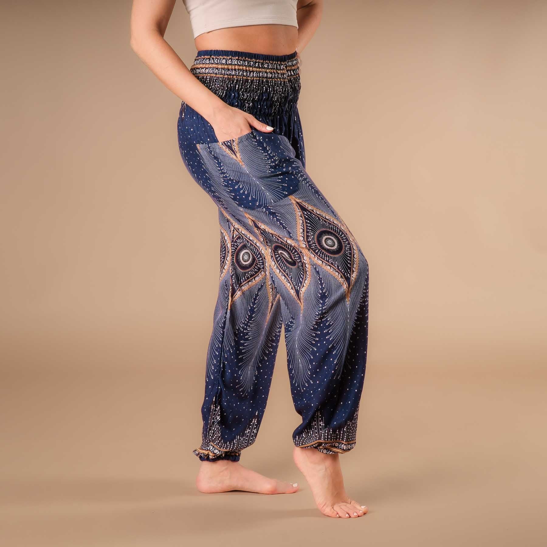 Pantaloni harem da yoga Orient blu navy