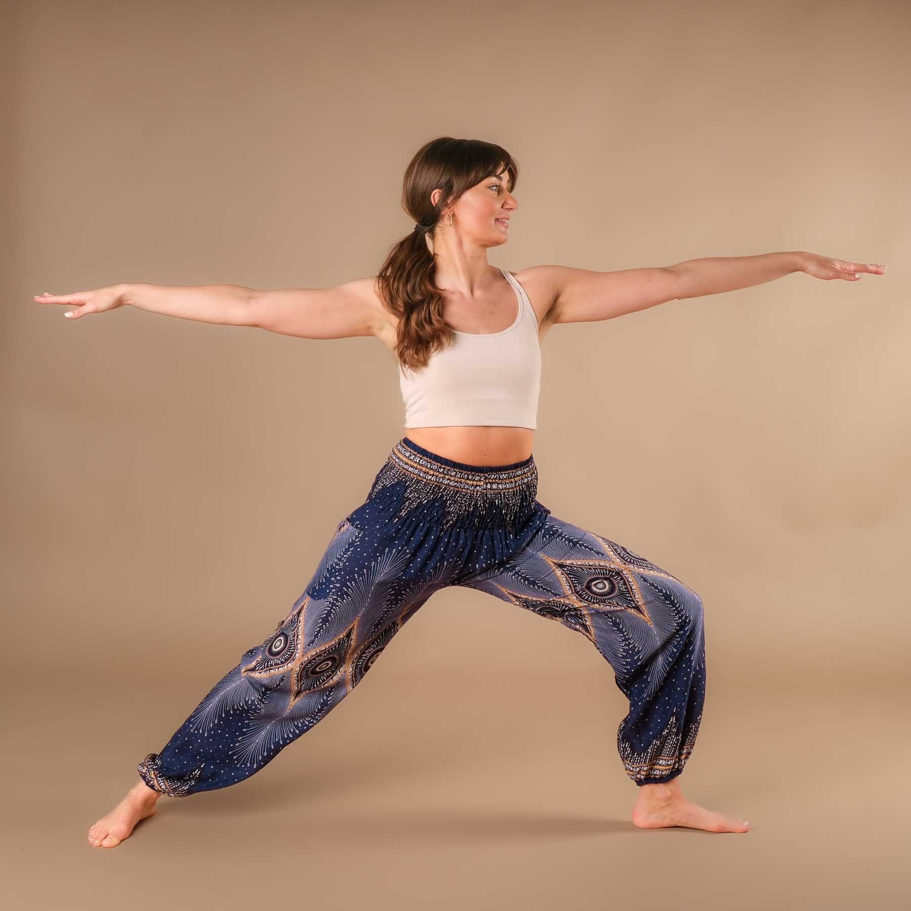 Pantaloni harem da yoga Orient blu navy