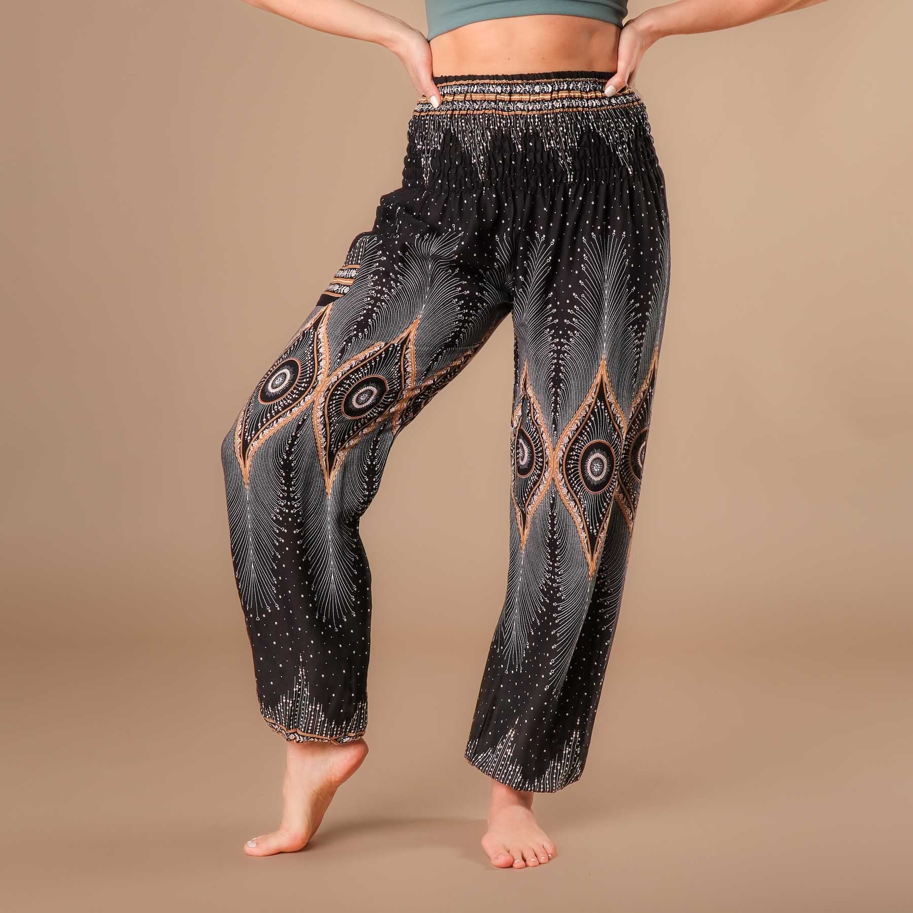 Pantaloni Harem Yoga Pantaloni Boho Oriente nero