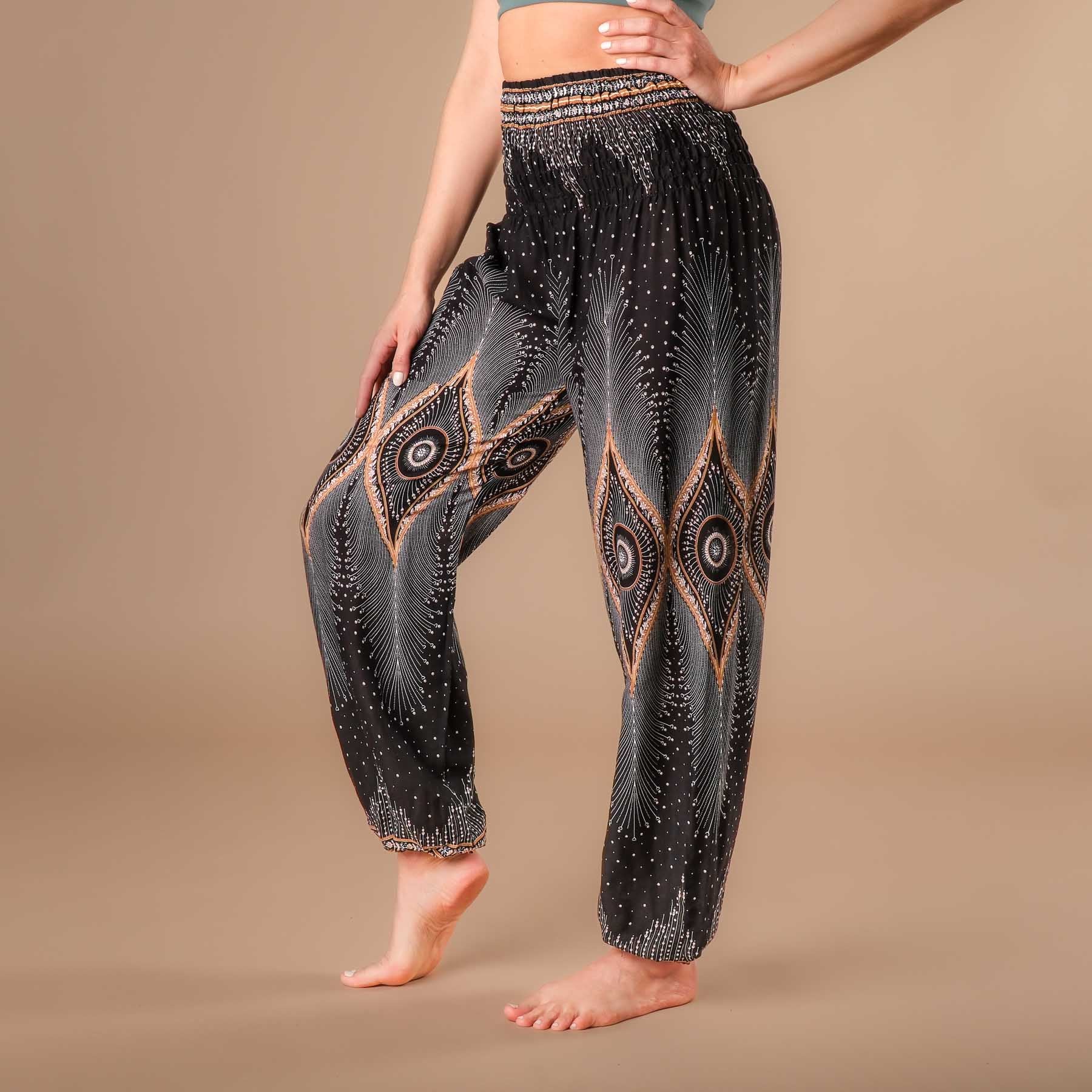 Pantaloni Harem Yoga Pantaloni Boho Oriente nero