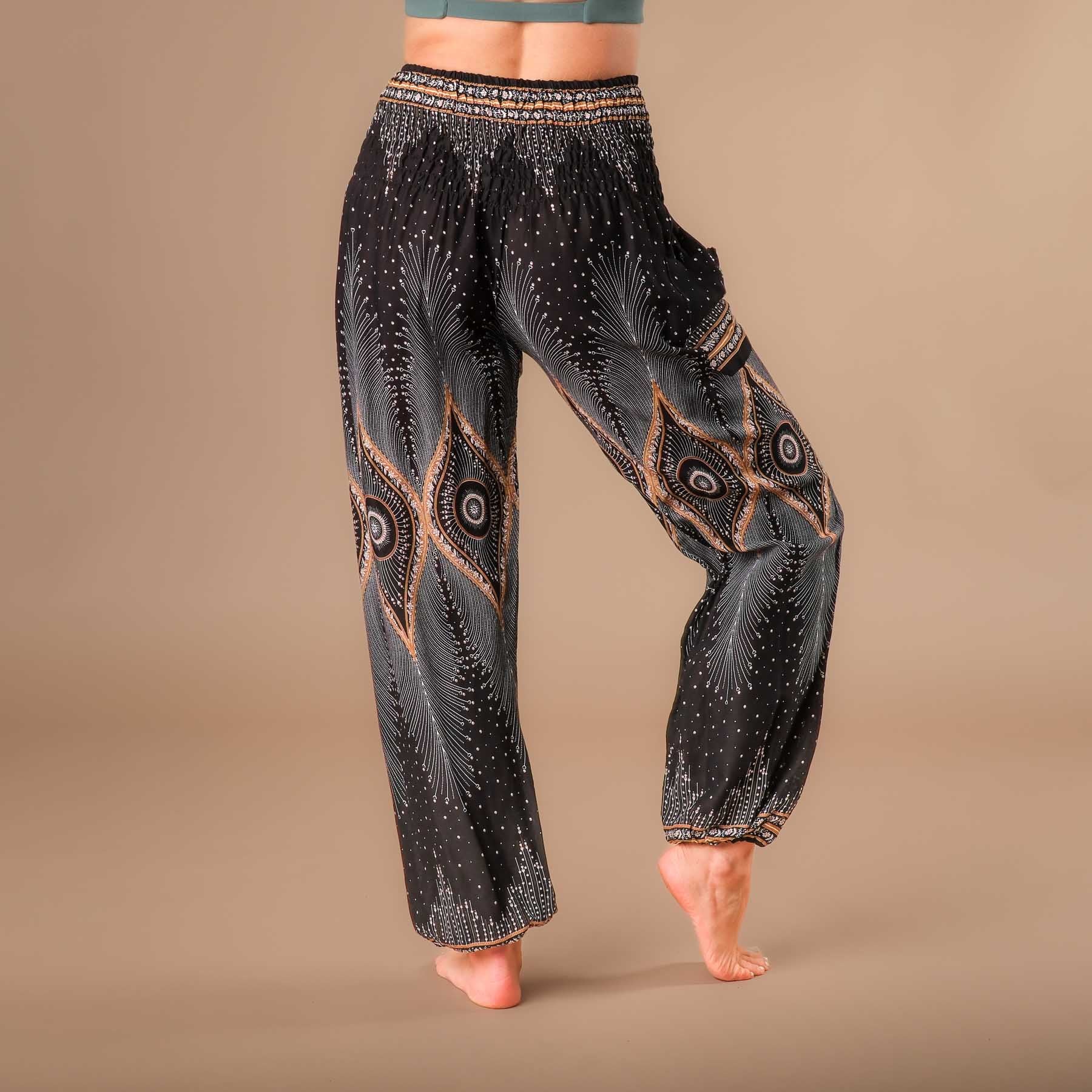 Pantaloni Harem Yoga Pantaloni Boho Oriente nero