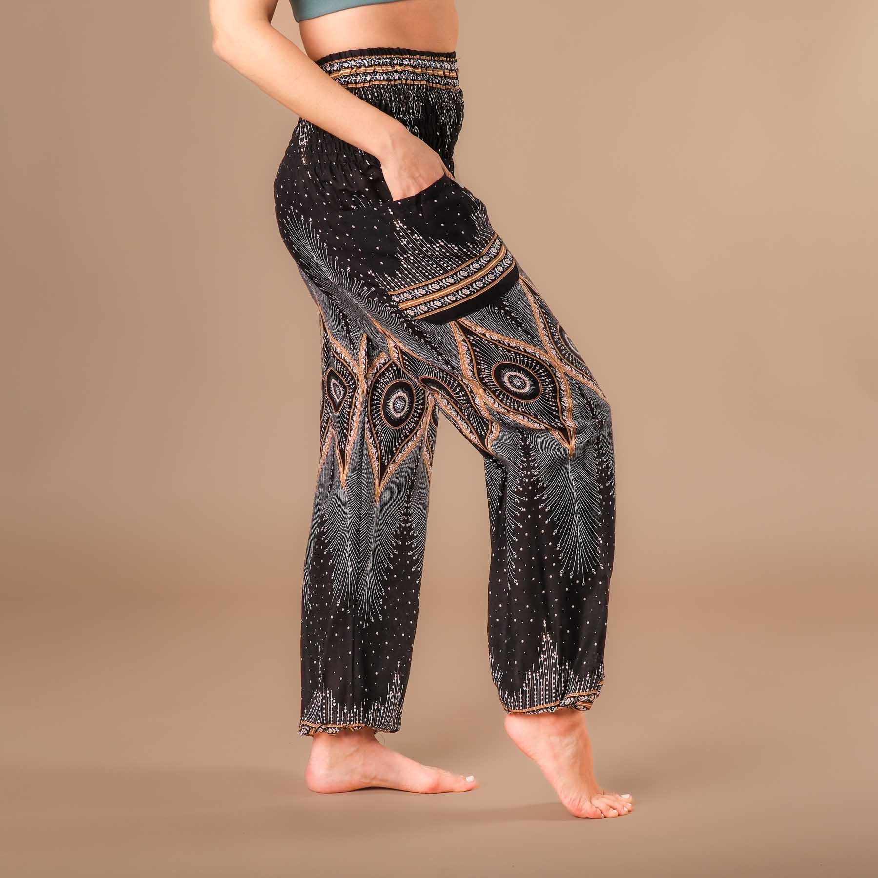 Pantaloni Harem Yoga Pantaloni Boho Oriente nero