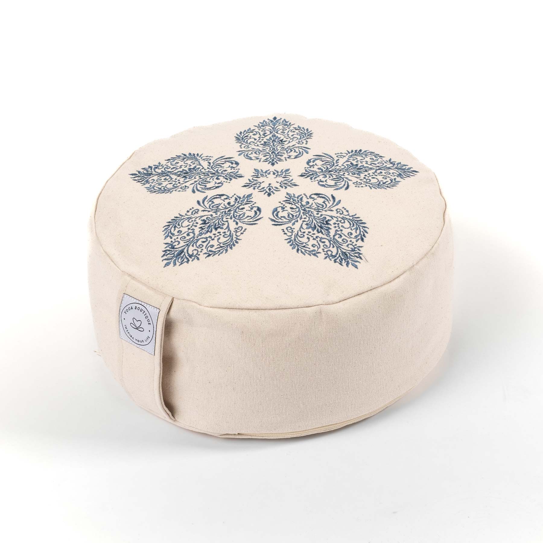 Cuscino da meditazione rotondo Fleur-de-Lys blu