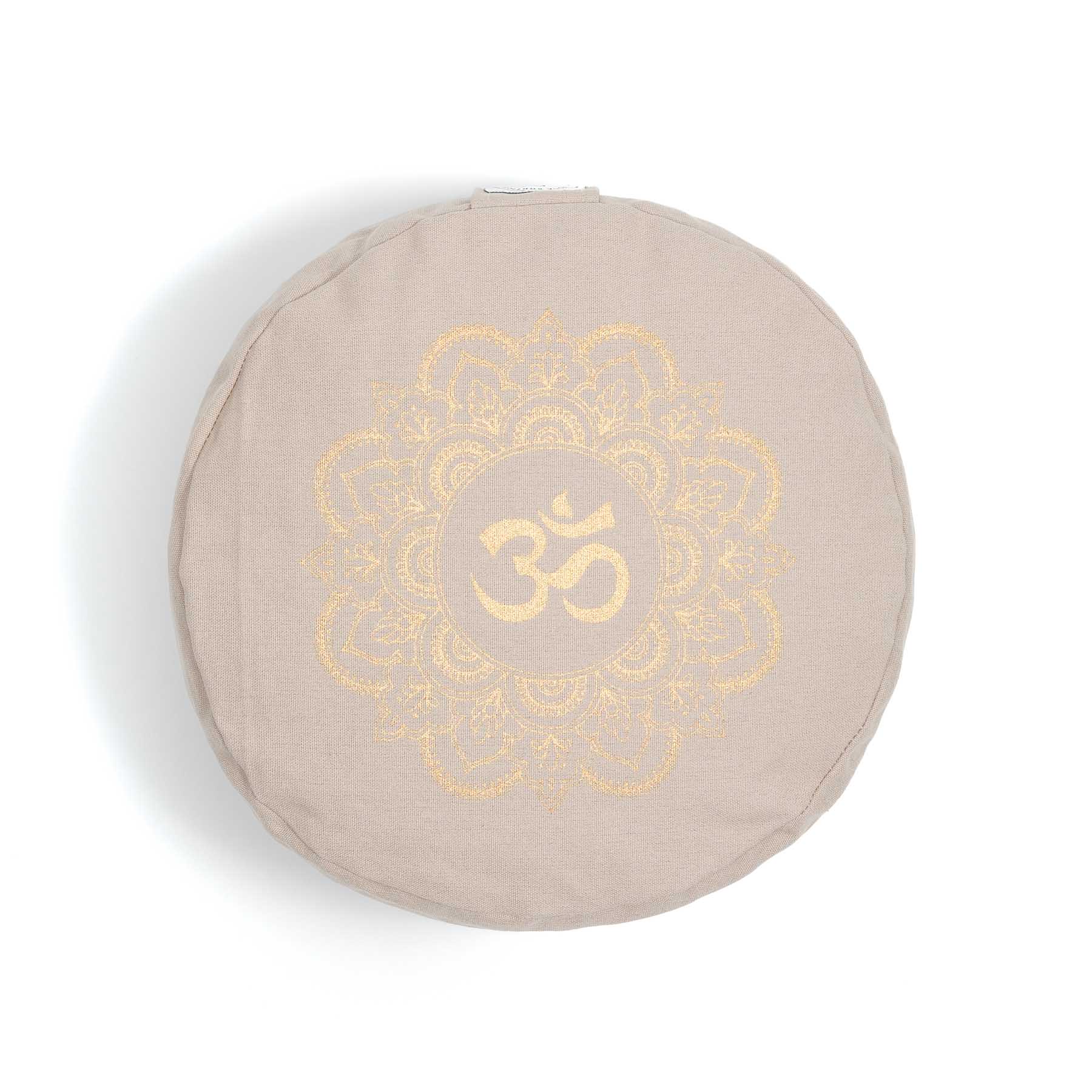 Cuscino da meditazione Mandala rotondo OM oro Stampa sabbia