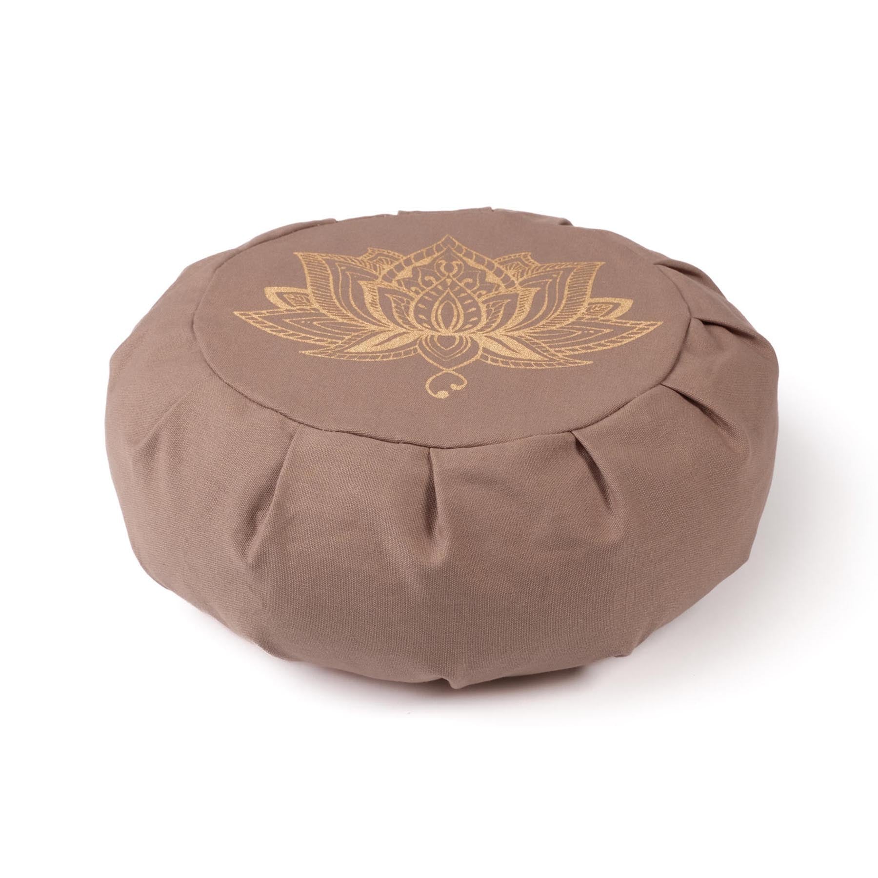 Cuscino da meditazione Zafu Lotus oro Stampa cotone sostenibile marrone-terra