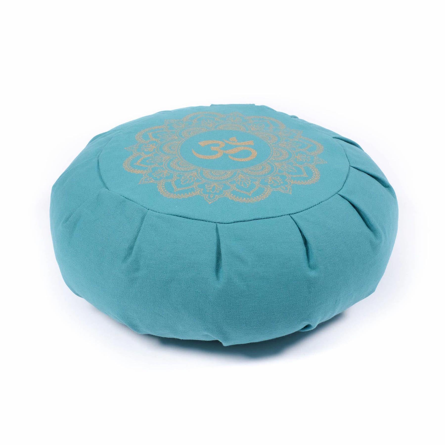 Cuscino da meditazione Zafu Mandala OM turchese