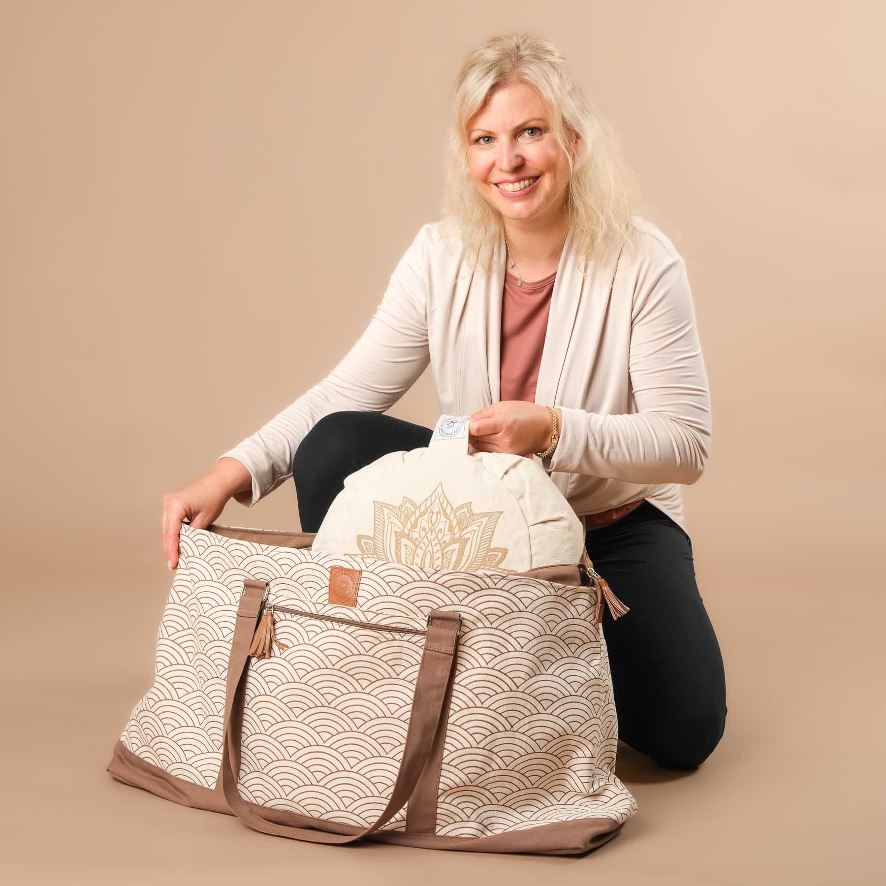 Borsa yoga grande - Borsa da viaggio Waves marrone-terra