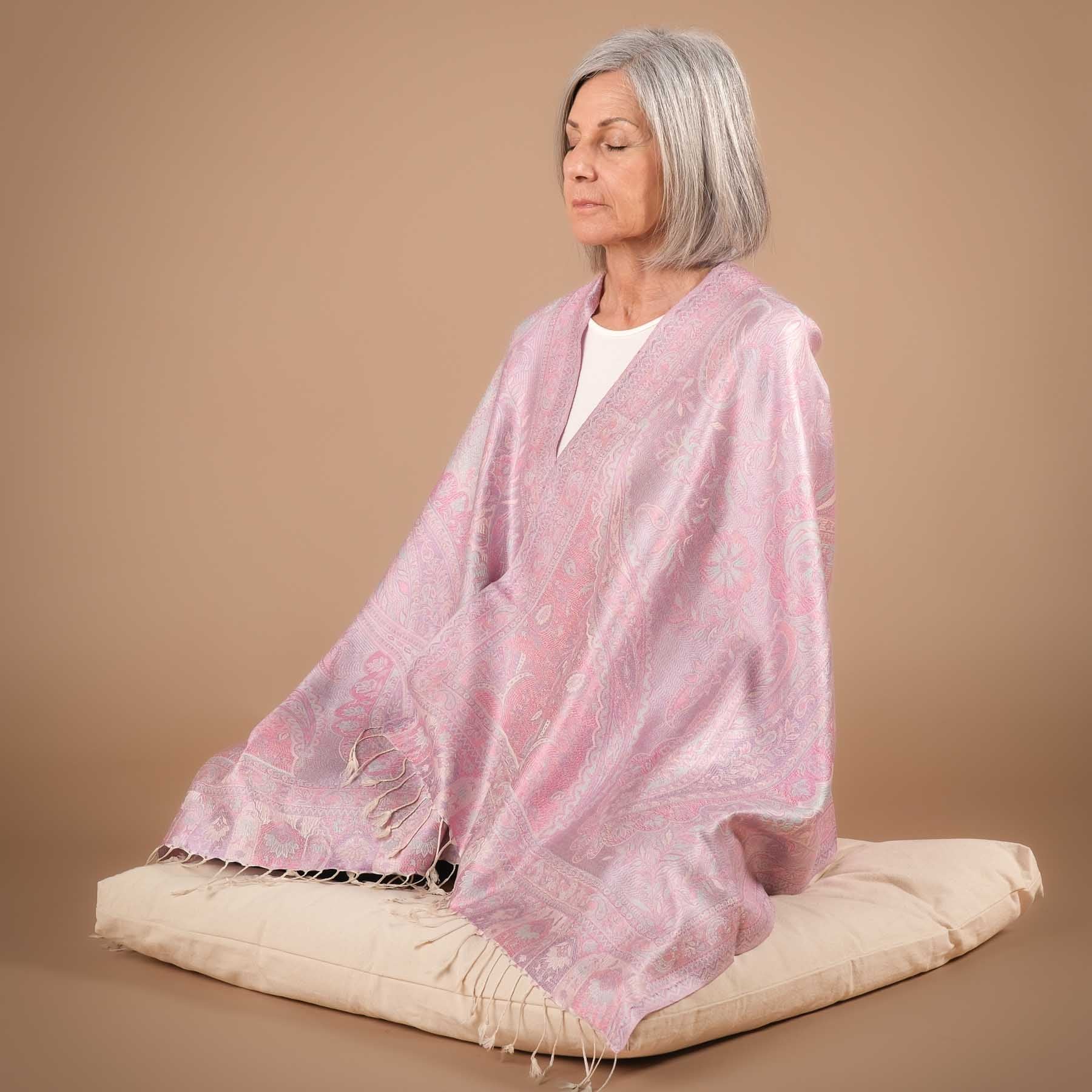 Foulard da meditazione in seta marshmallow