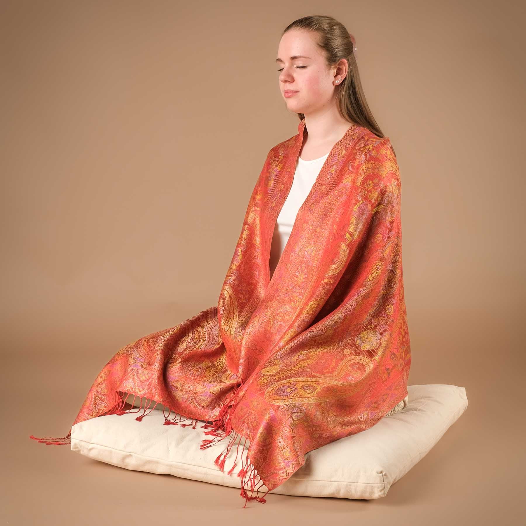 Sciarpa da meditazione in seta Fragola