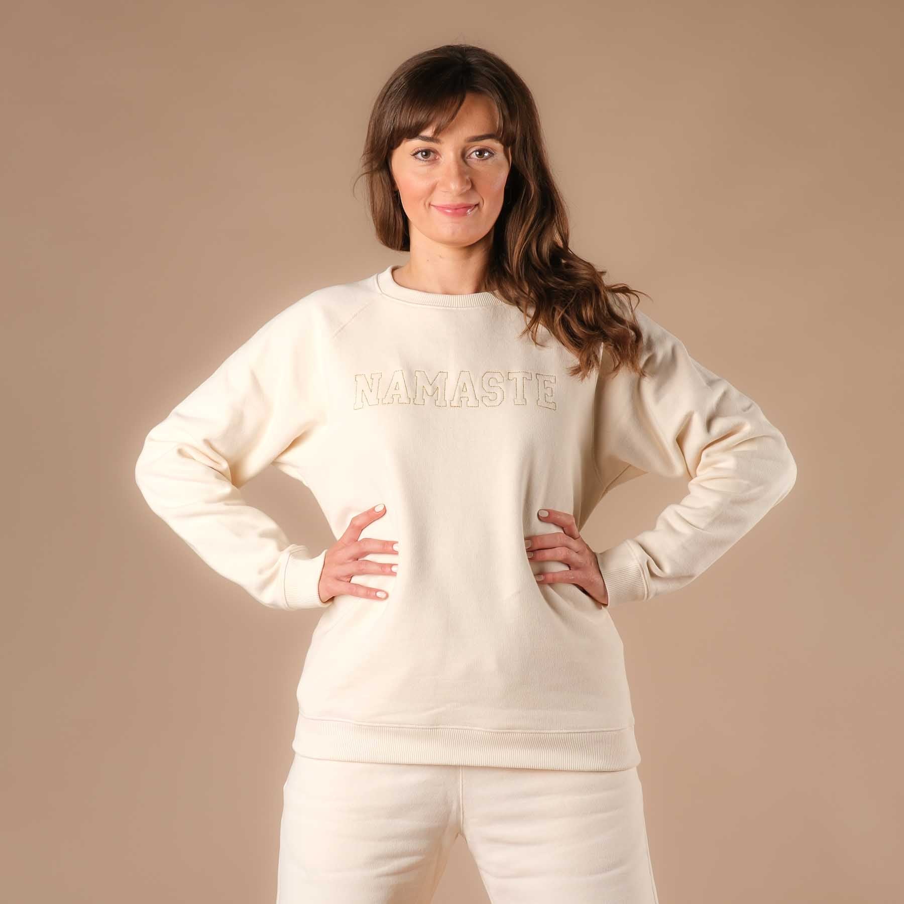 Maglione yoga Namaste ecru