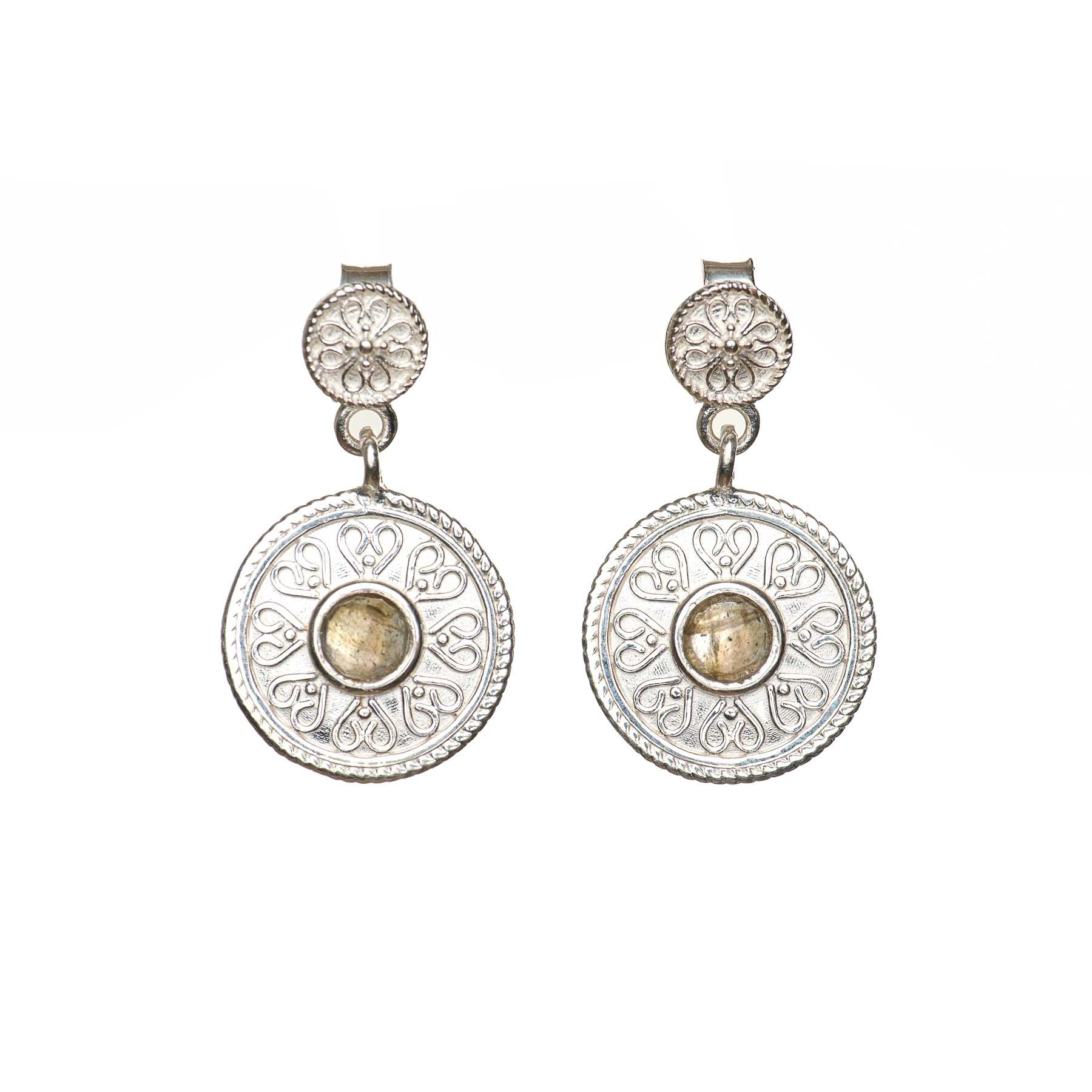 Orecchini Mandala Love con labradorite in argento