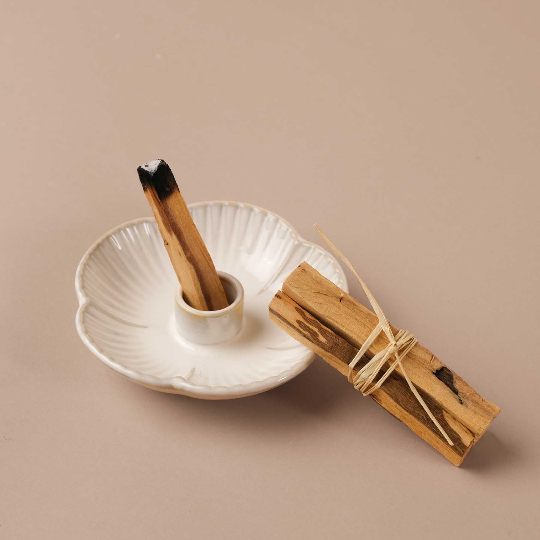 Porta Palo Santo in ceramica beige