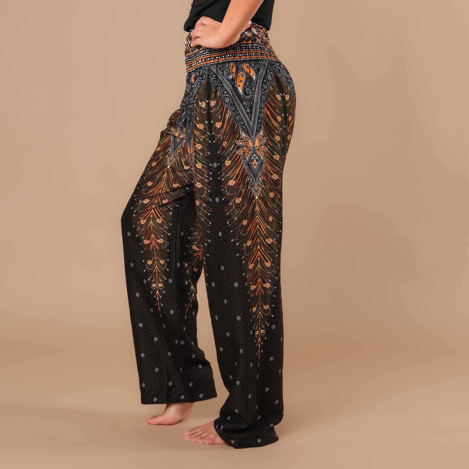 Pantaloni estivi Palazzo Feather nero