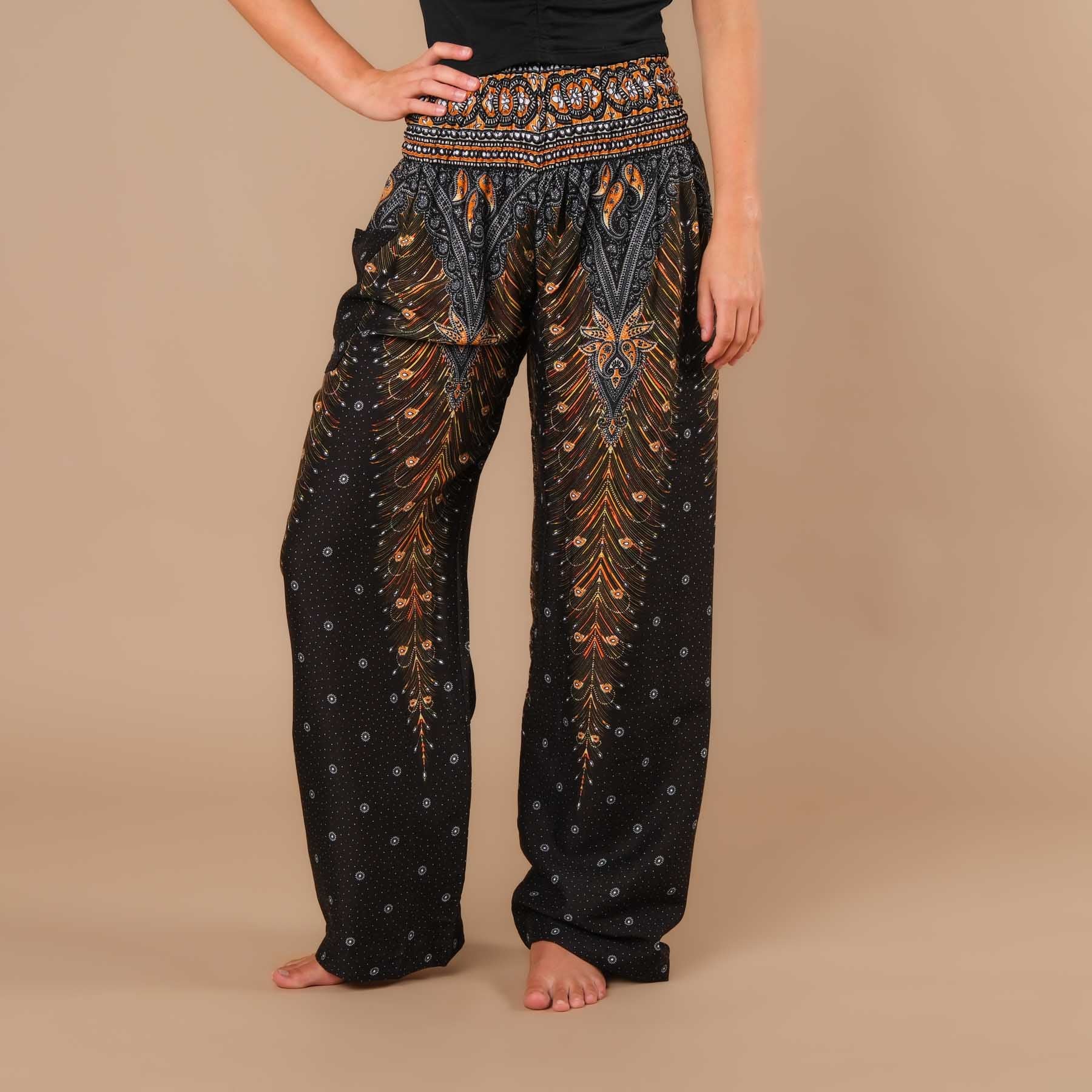 Pantaloni estivi Palazzo Feather nero