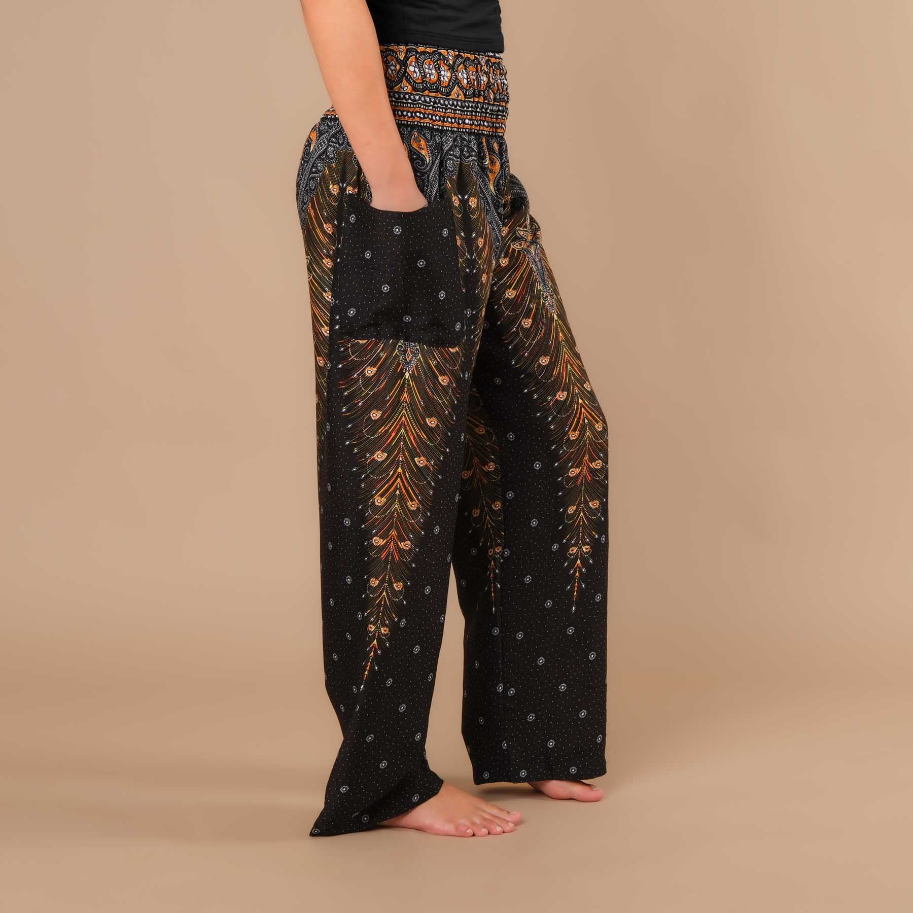 Pantaloni estivi Palazzo Feather nero