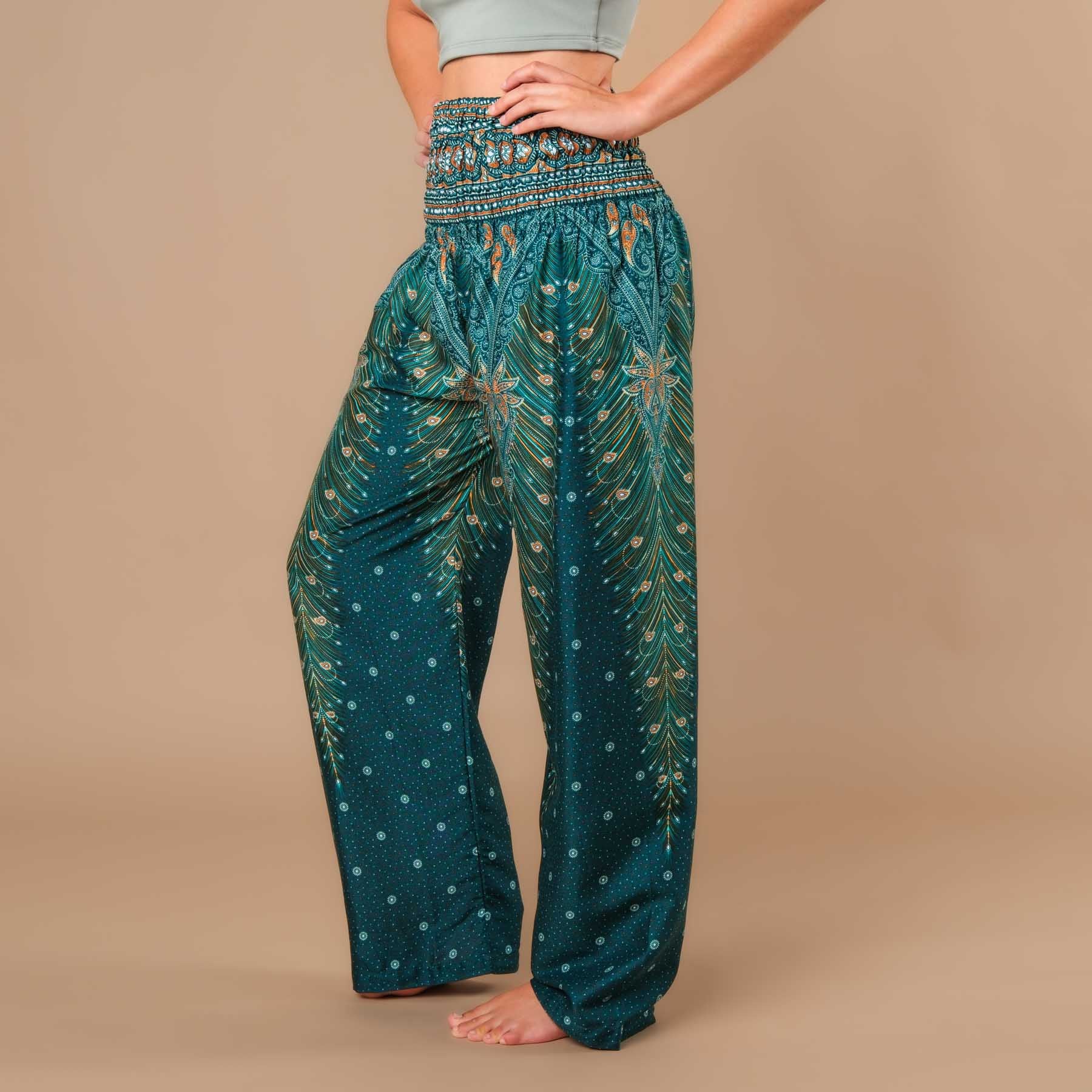 Pantaloni estivi Palazzo Feather turchese