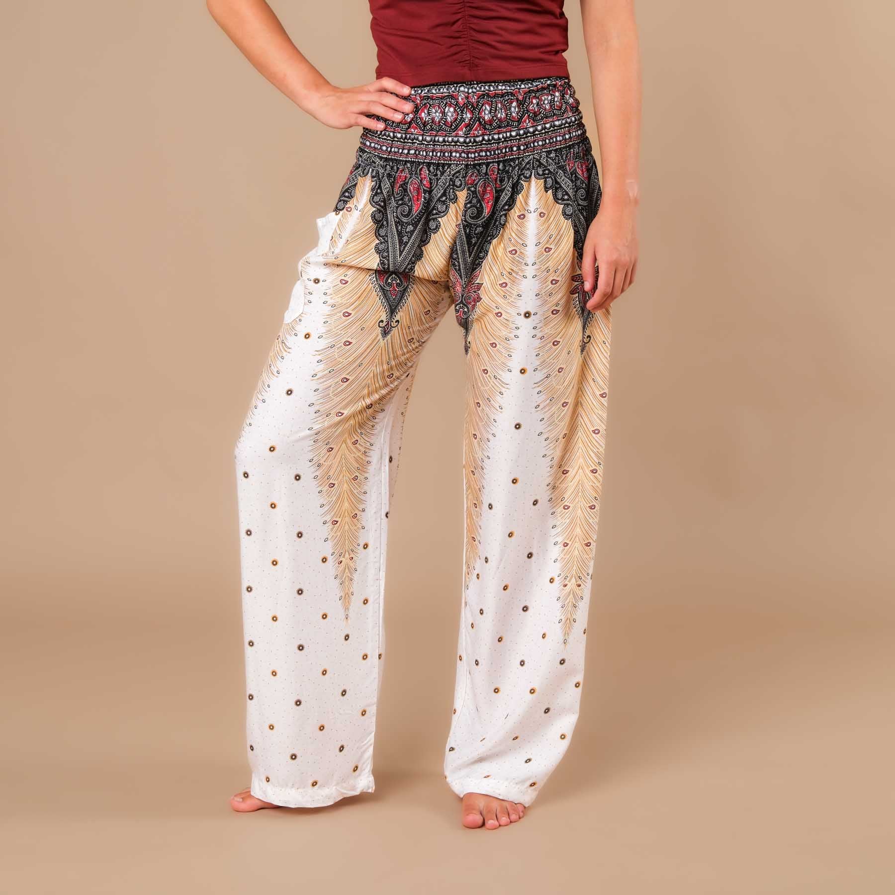 Pantaloni estivi Palazzo Feather white