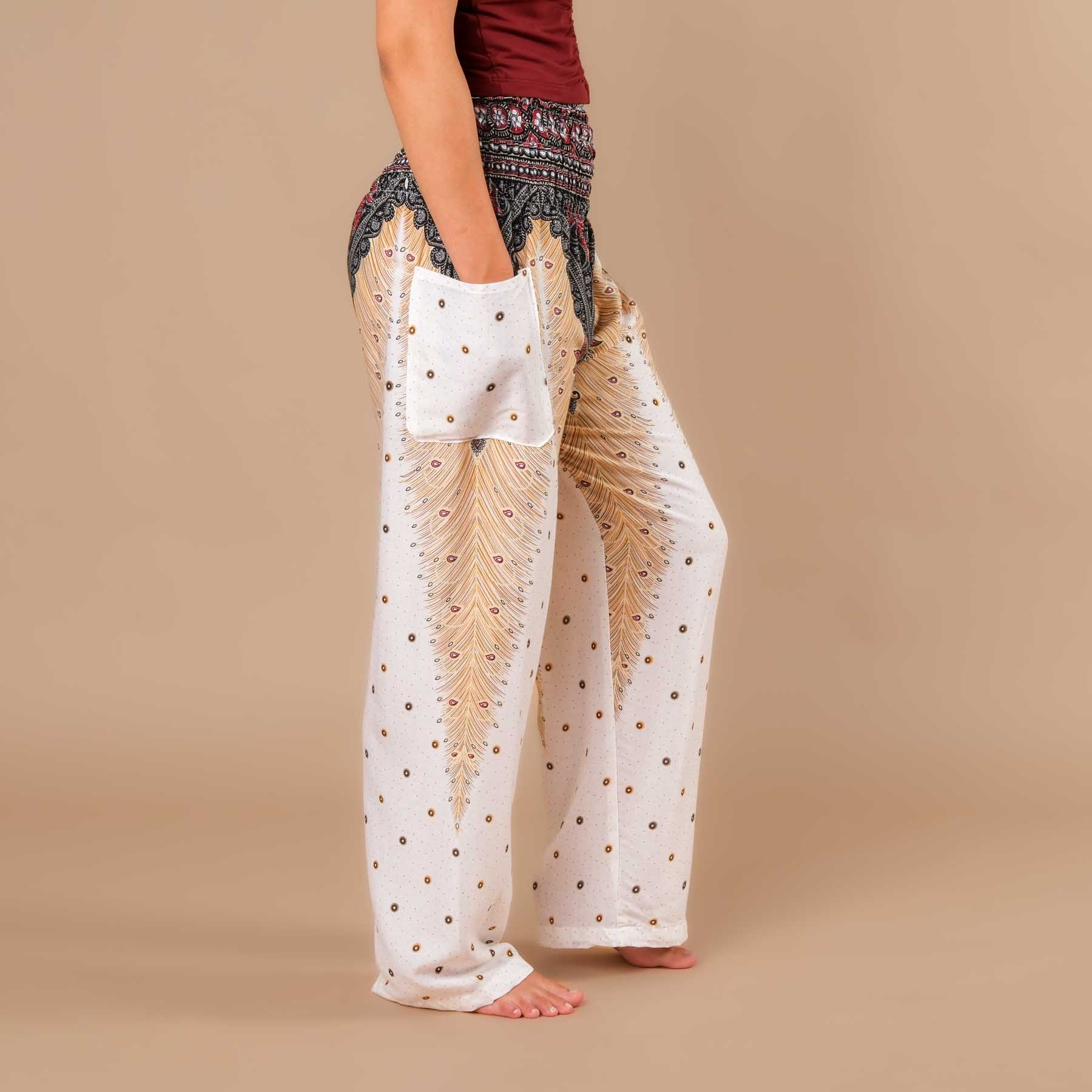 Pantaloni estivi Palazzo Feather white