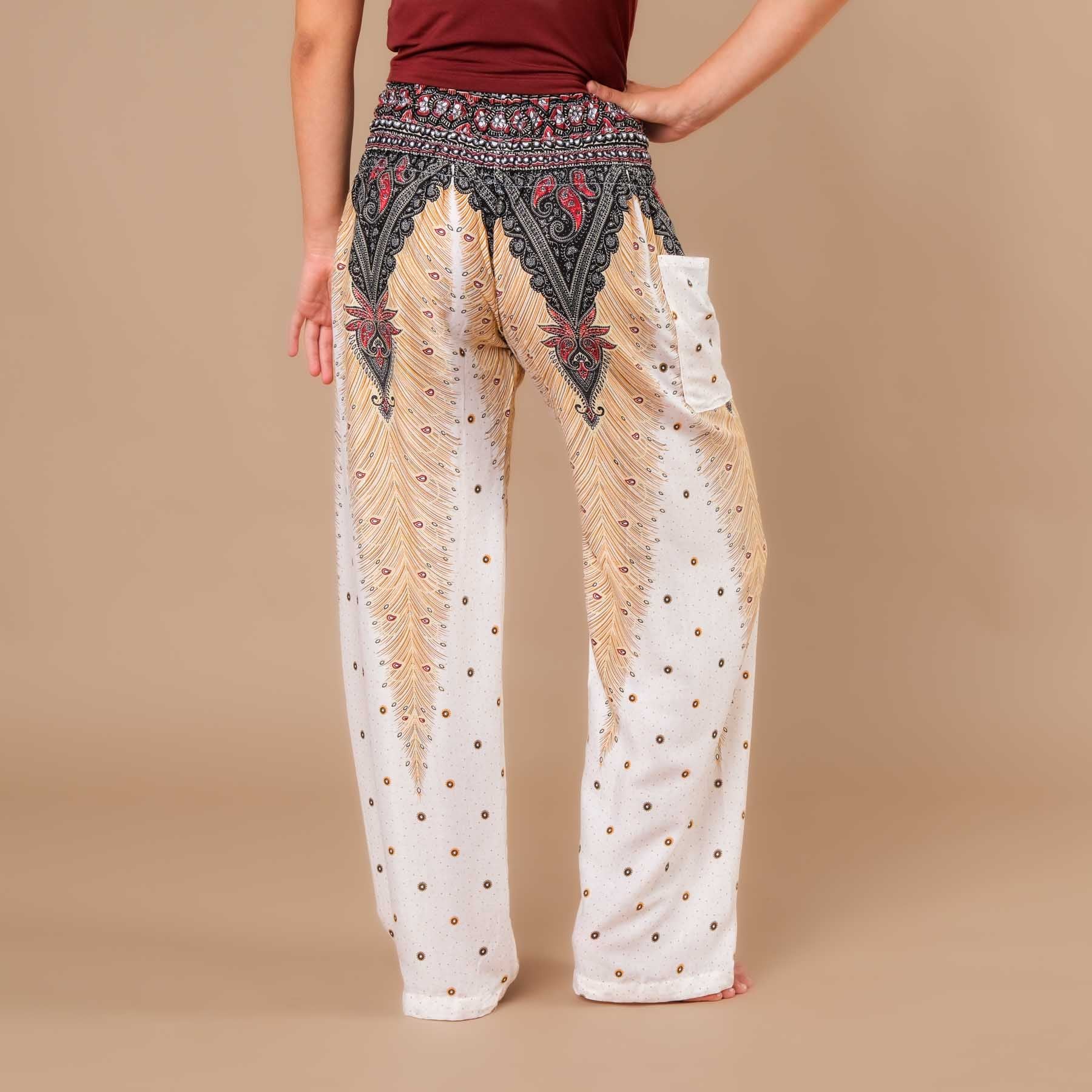 Pantaloni estivi Palazzo Feather white