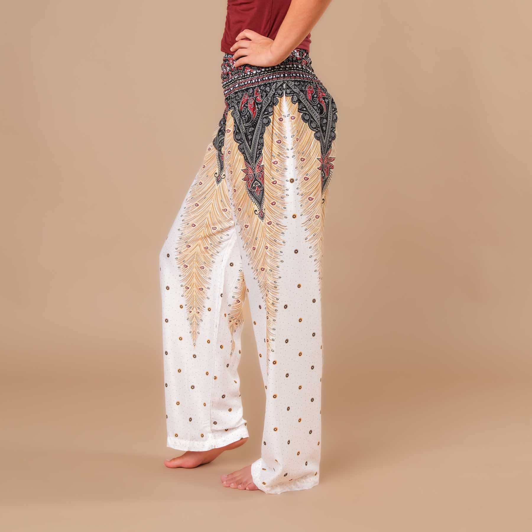 Pantaloni estivi Palazzo Feather white