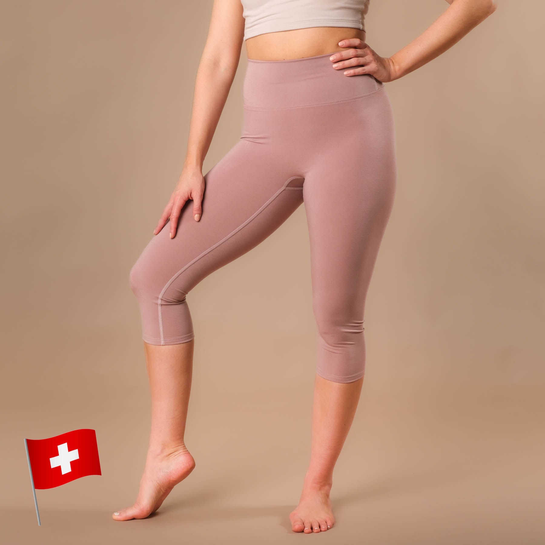 Yoga Capri Leggings Comodo palissandro prodotto in modo sostenibile in Svizzera