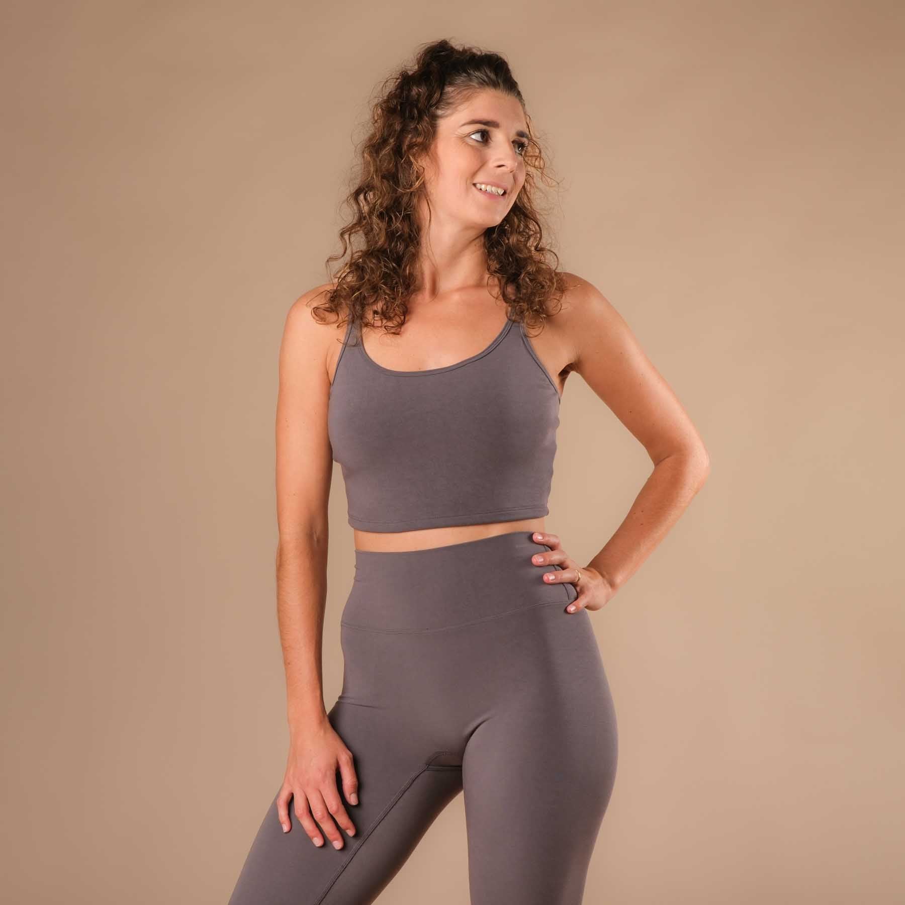 Crop top Joy con spalline incrociate grigio acciaio