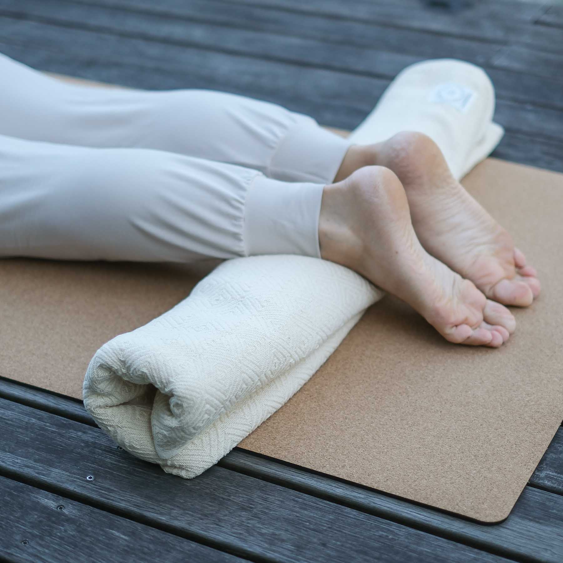 Coperta yoga in cotone organico naturale bianco