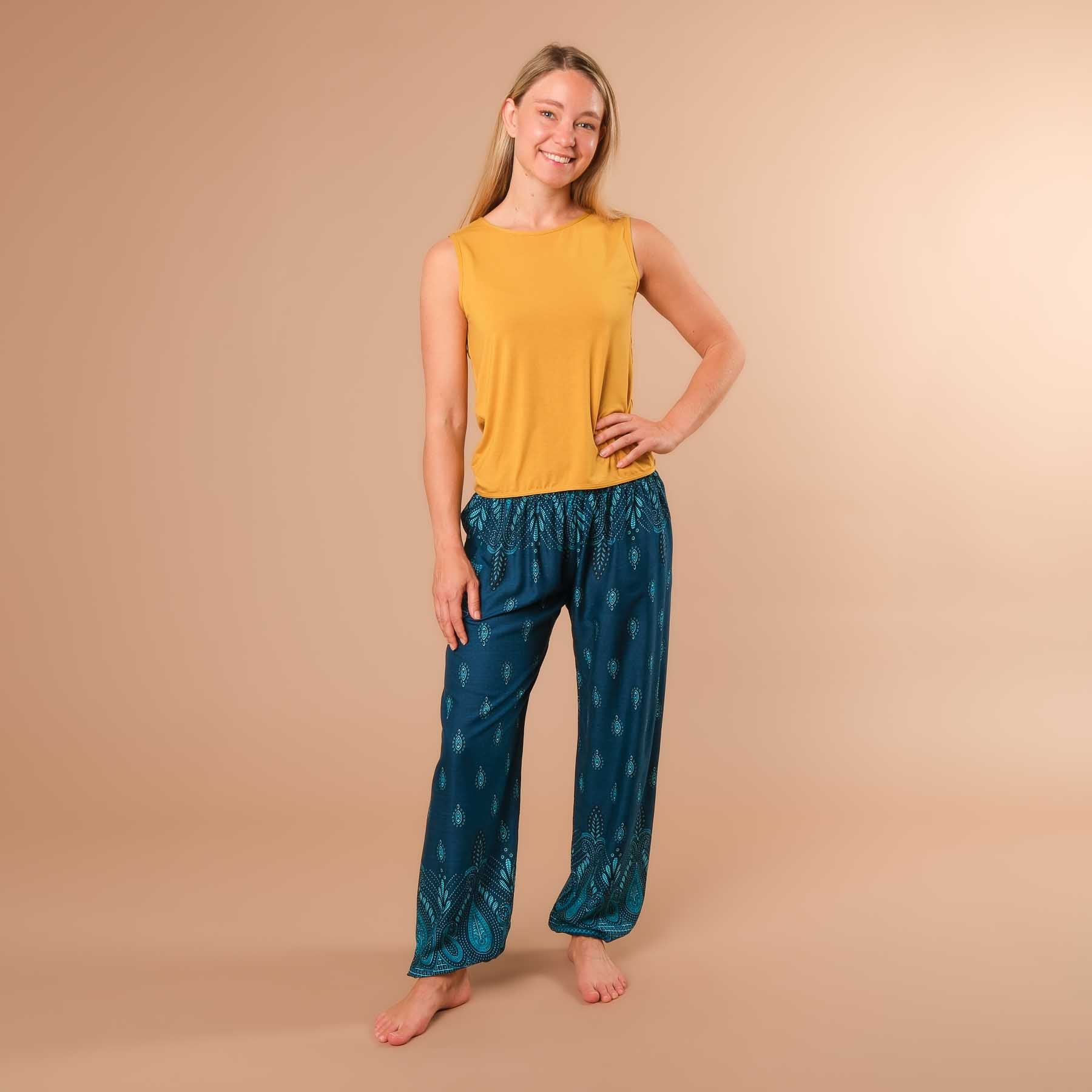 Pantaloni harem da yoga Bliss petrol