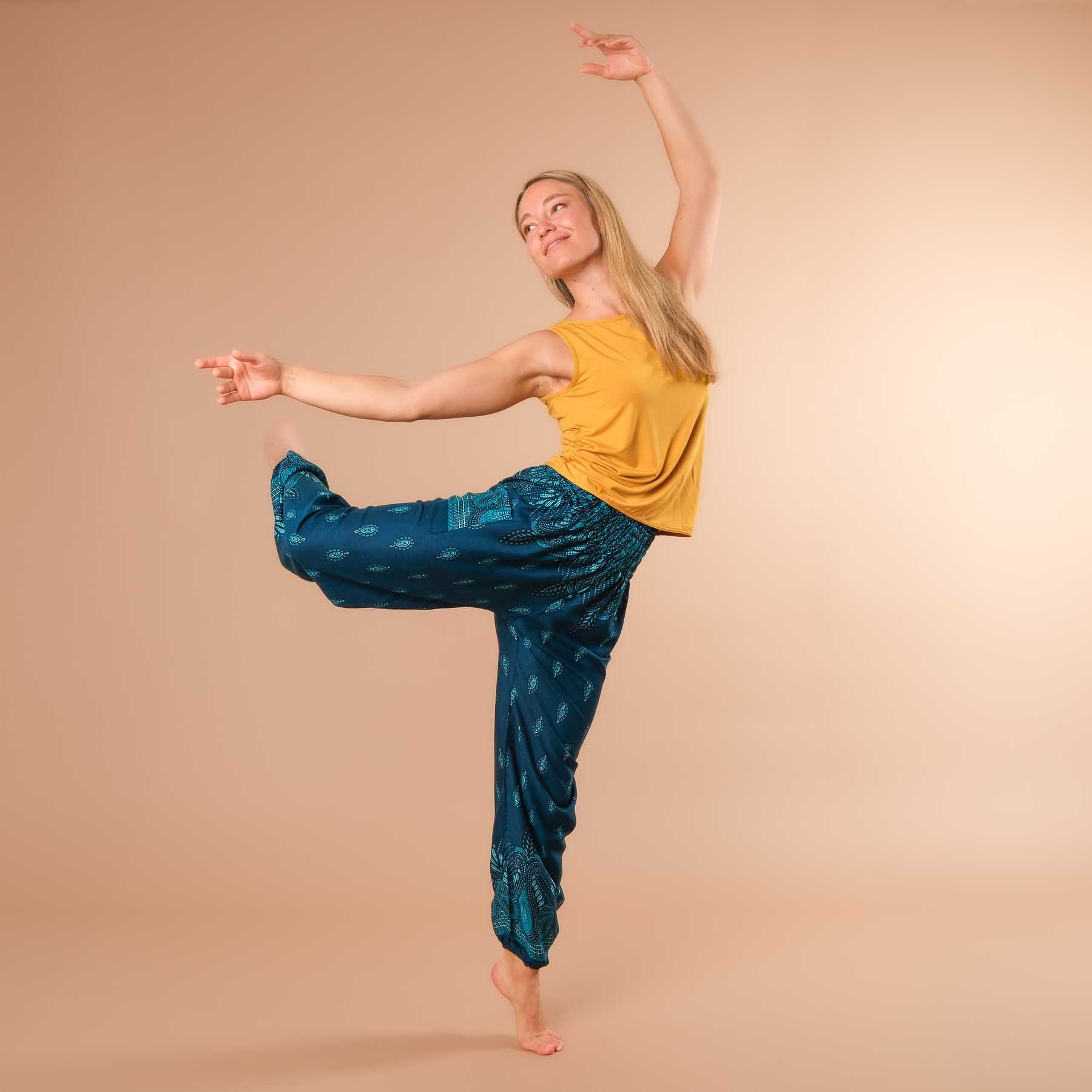 Pantaloni harem da yoga Bliss petrol