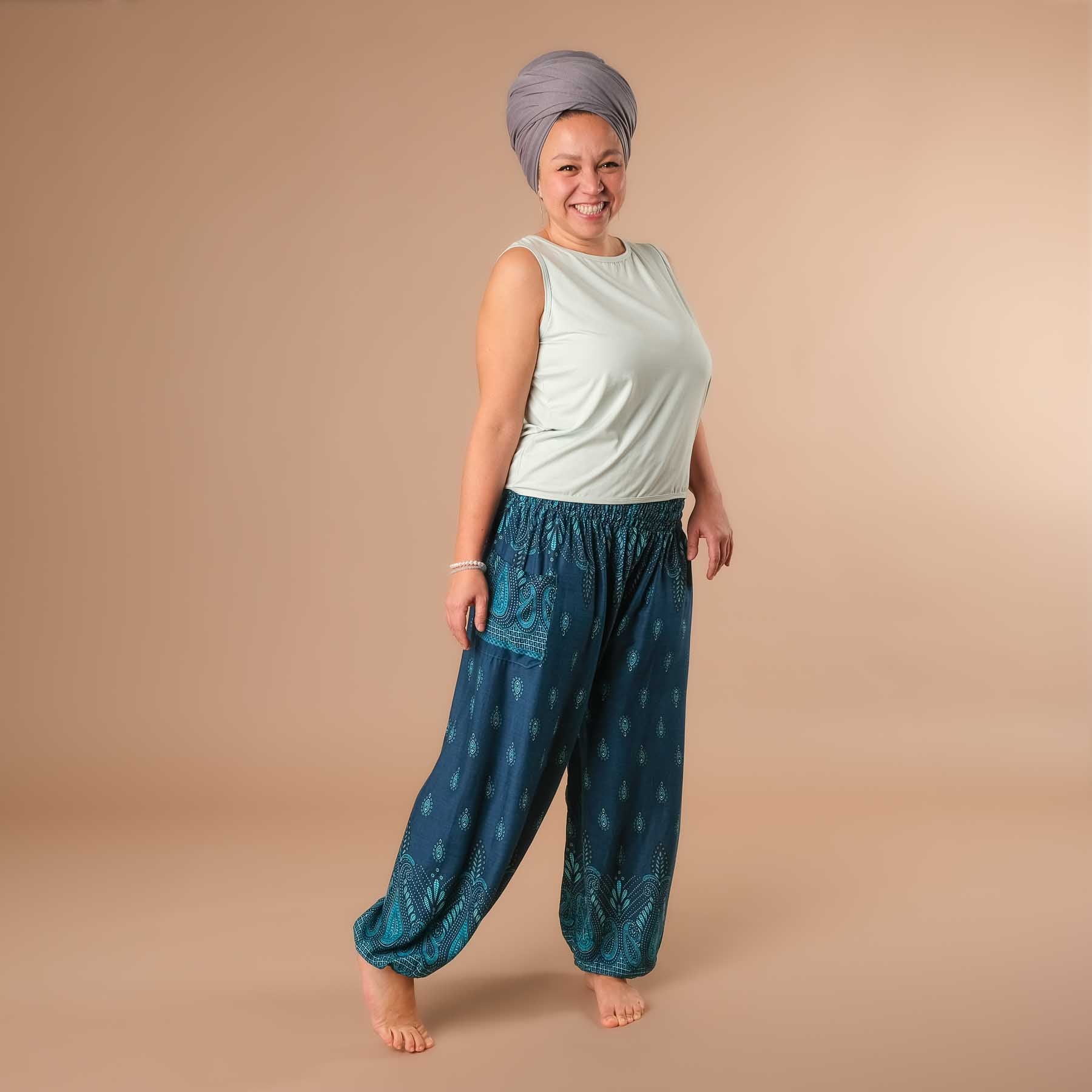 Pantaloni harem da yoga Bliss petrol