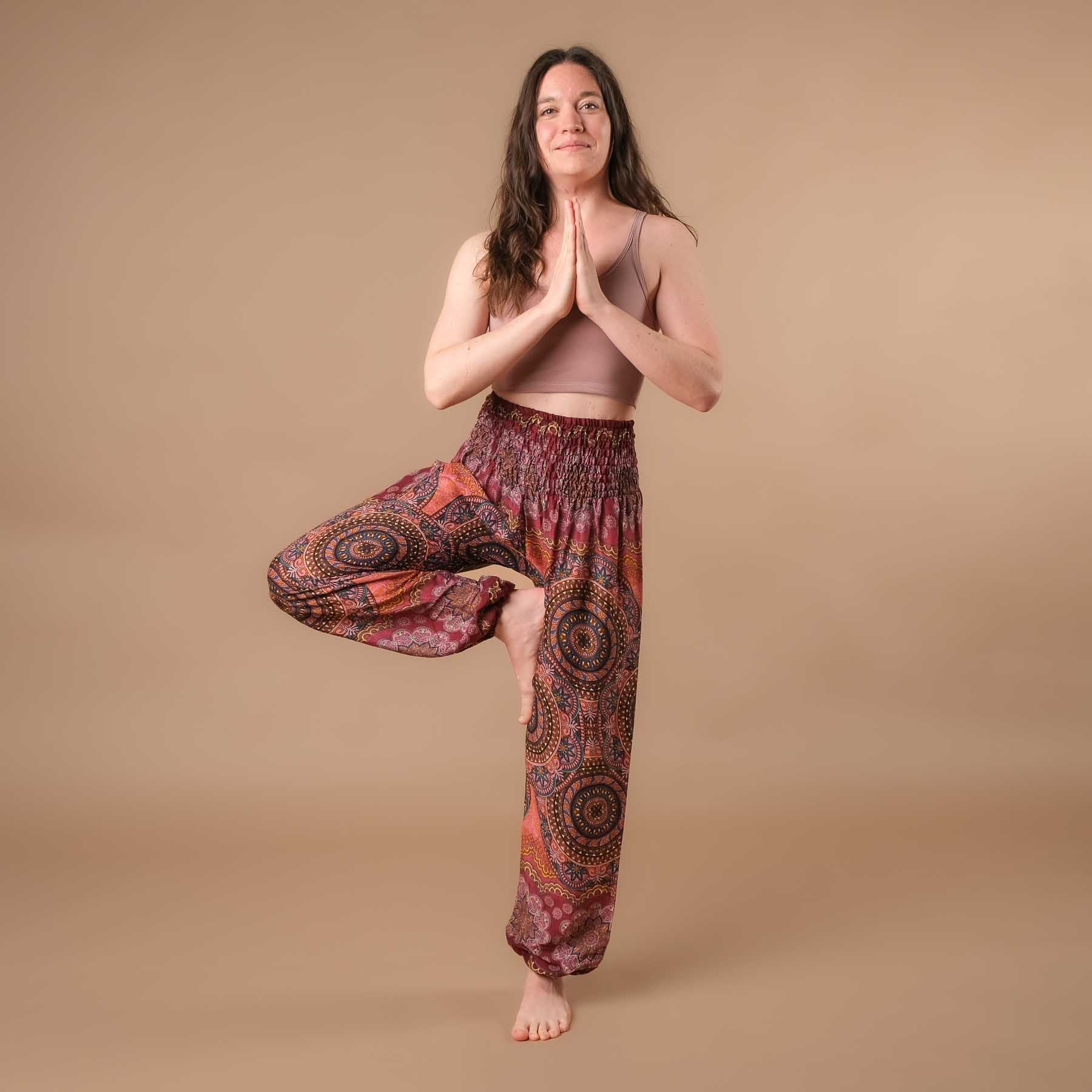 Pantaloni harem yoga Fantasy berry