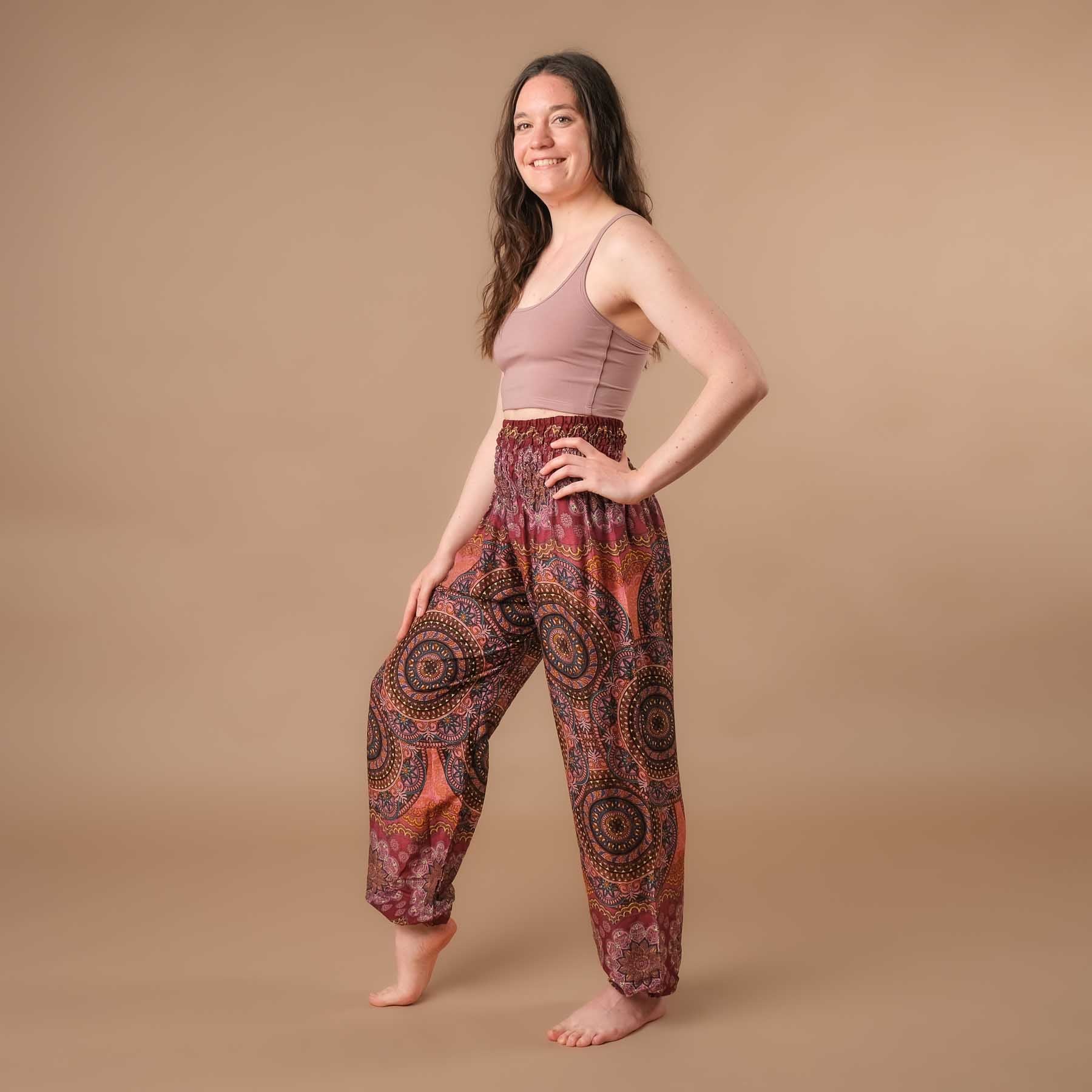 Pantaloni harem yoga Fantasy berry