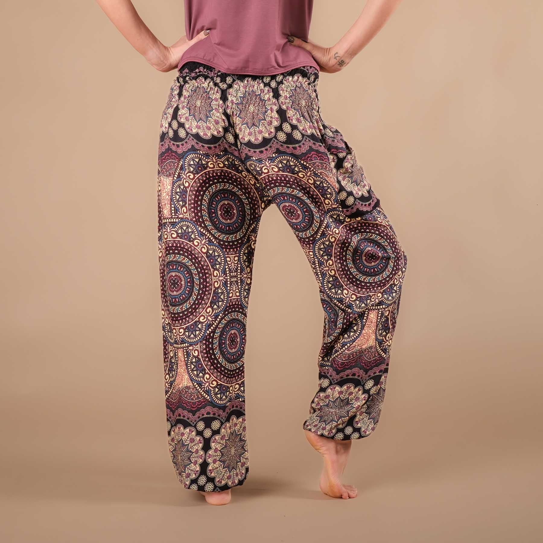 Pantaloni harem yoga Fantasy plum