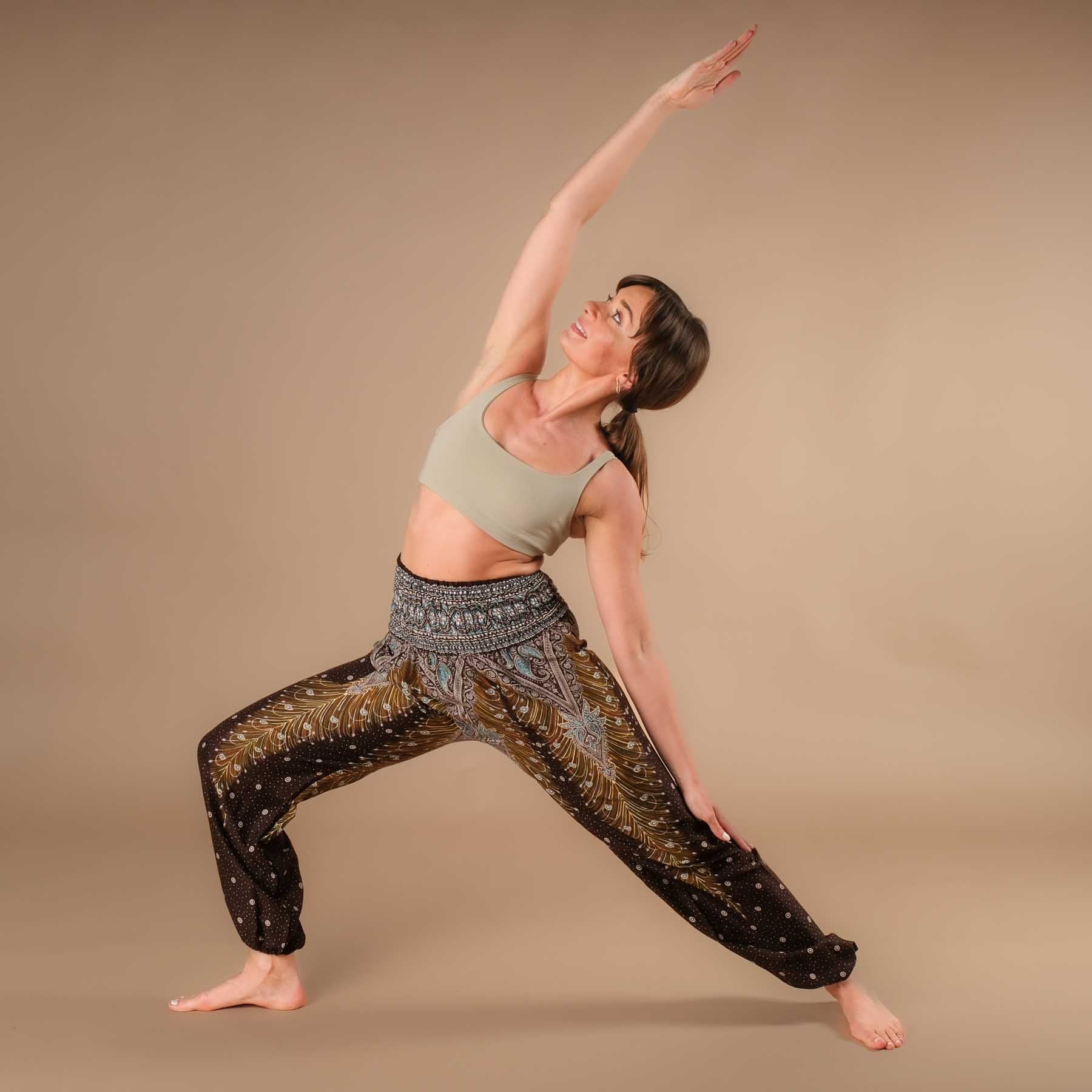 Pantaloni Yoga Harem Piuma marrone