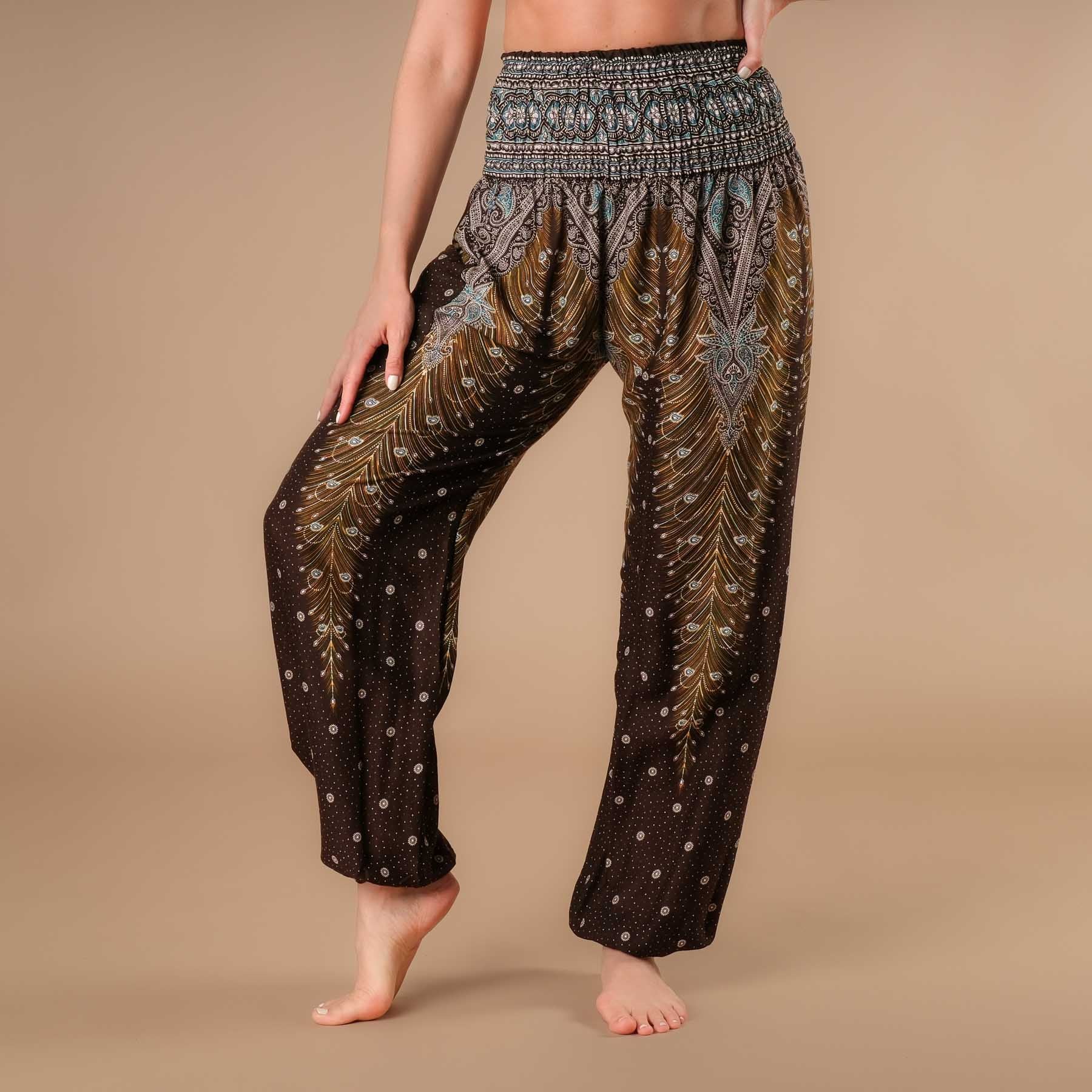 Pantaloni Yoga Harem Piuma marrone